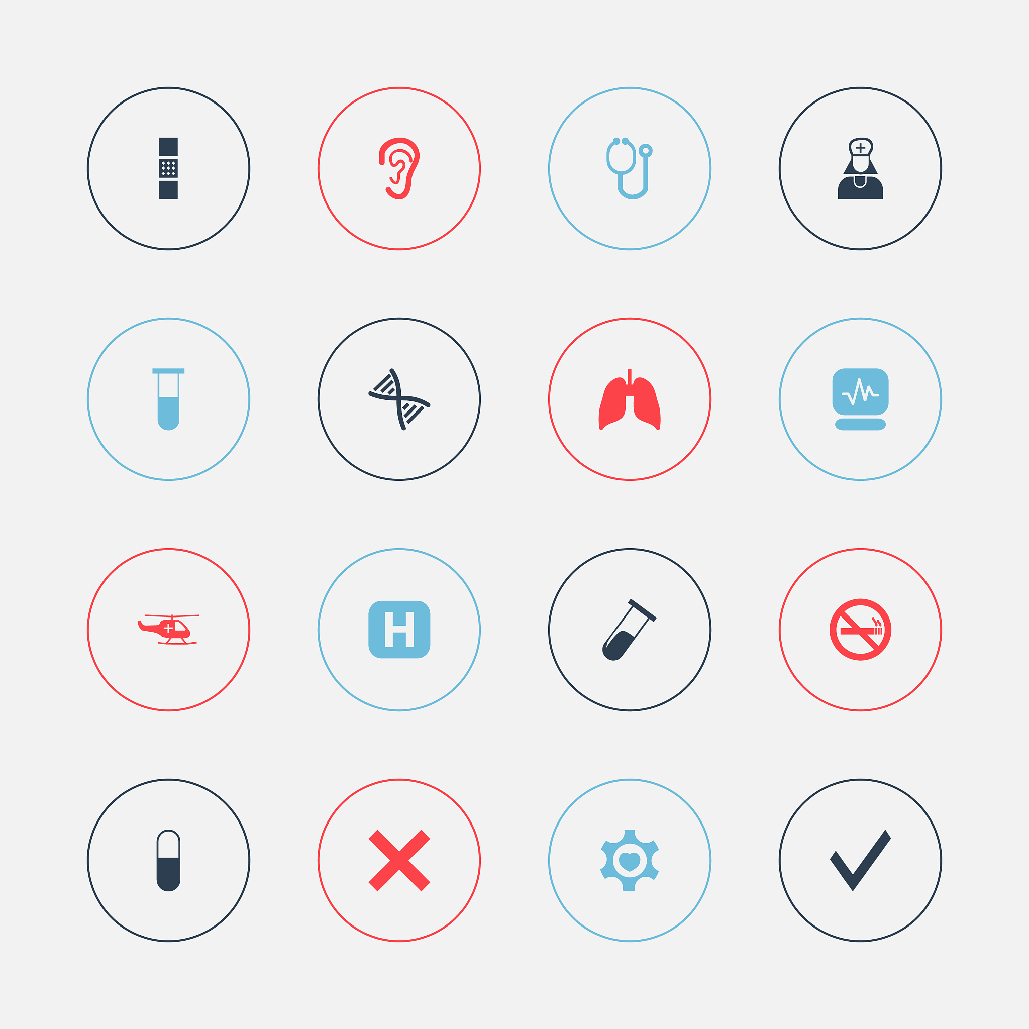 set of 16 editable hospital icons includes