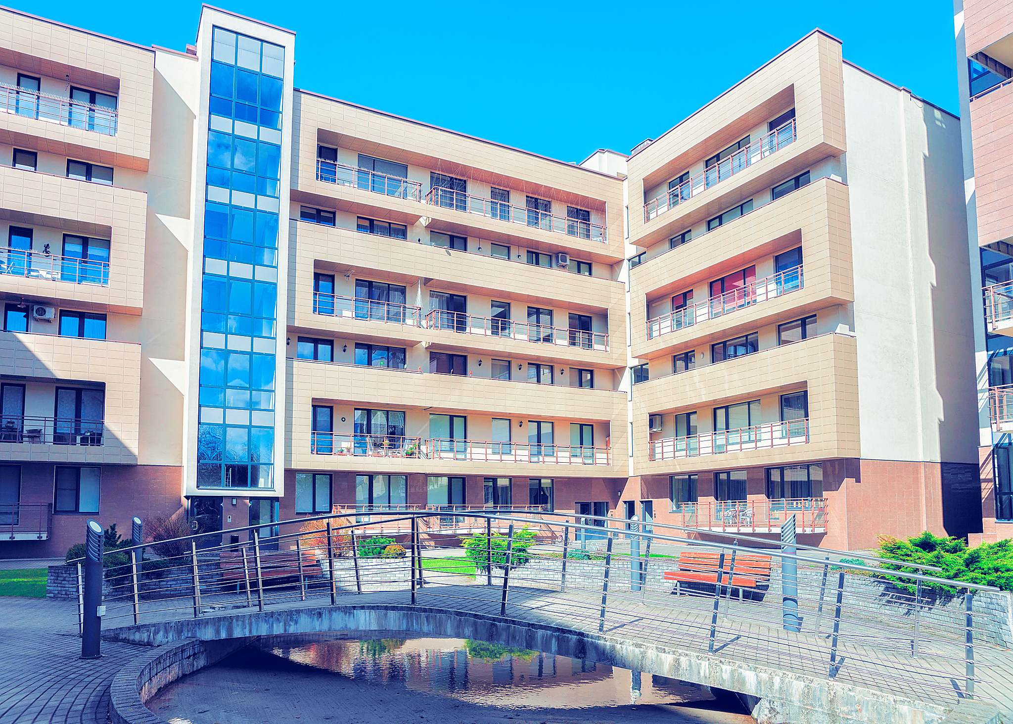 contemporary european residential apartment building complex