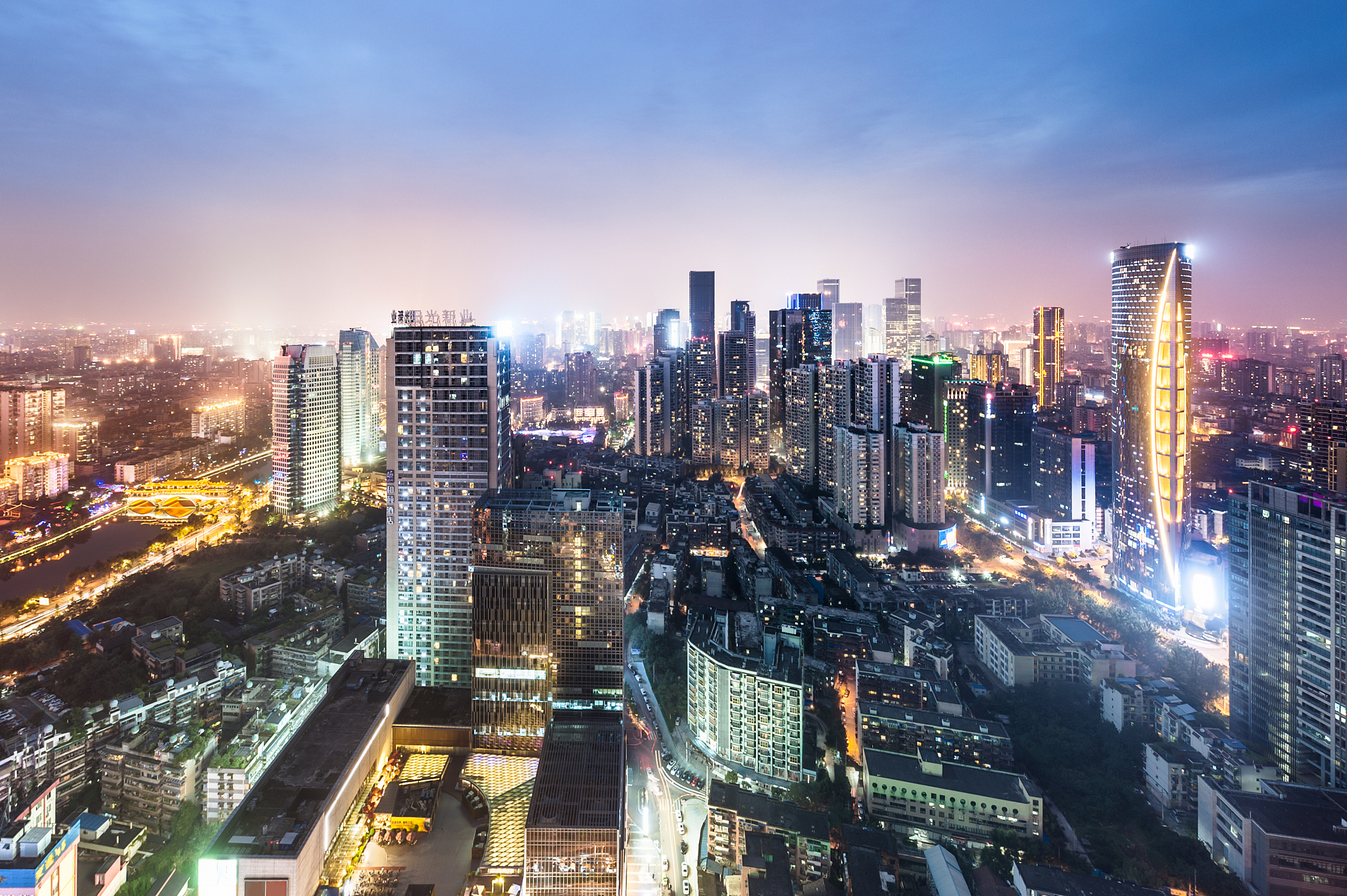 chengdu skyline aerial view