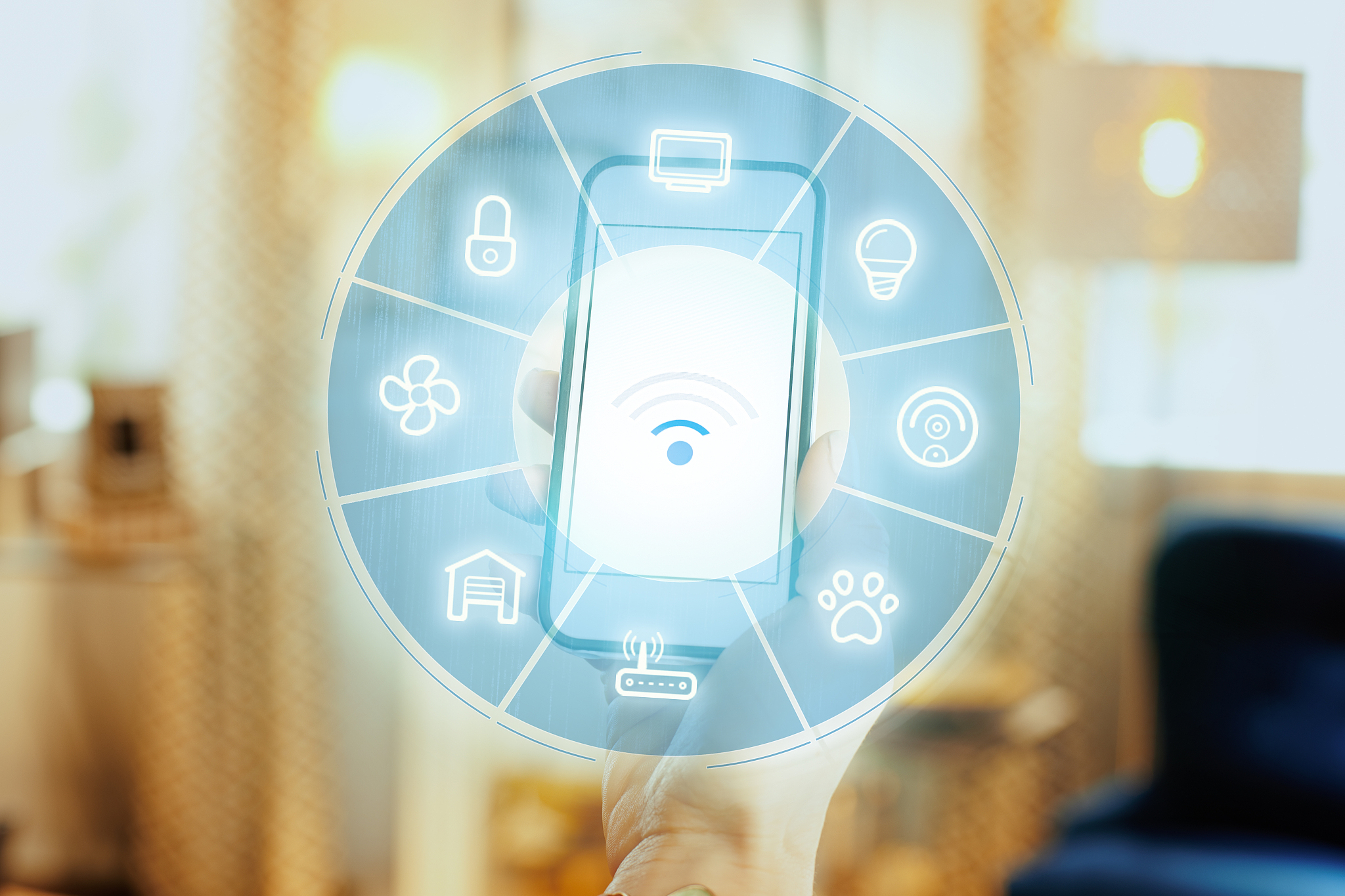 closeup on smartphone with weak wifi signal in hand of woman