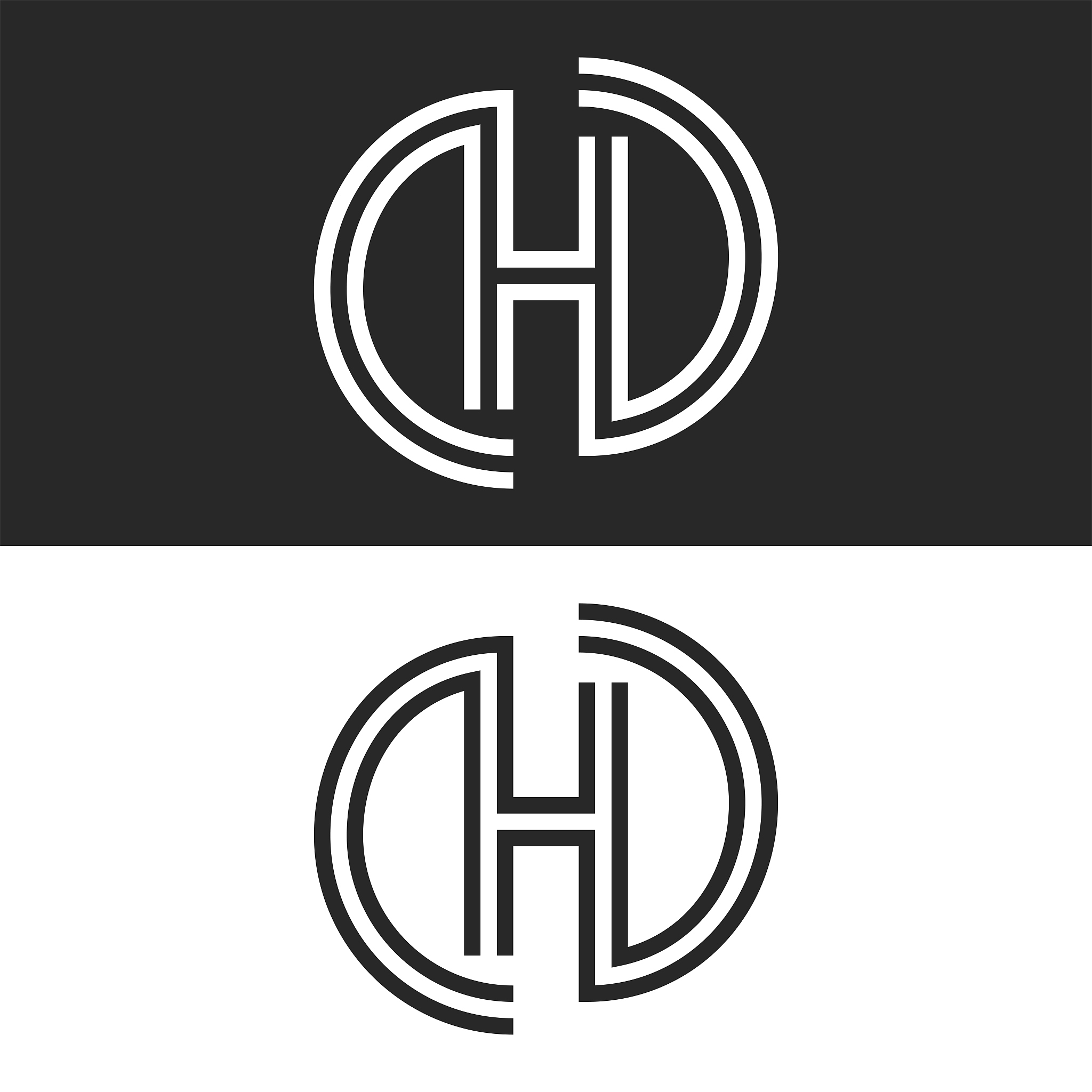 letter h monogram logo, creative smooth parallel lines design el
