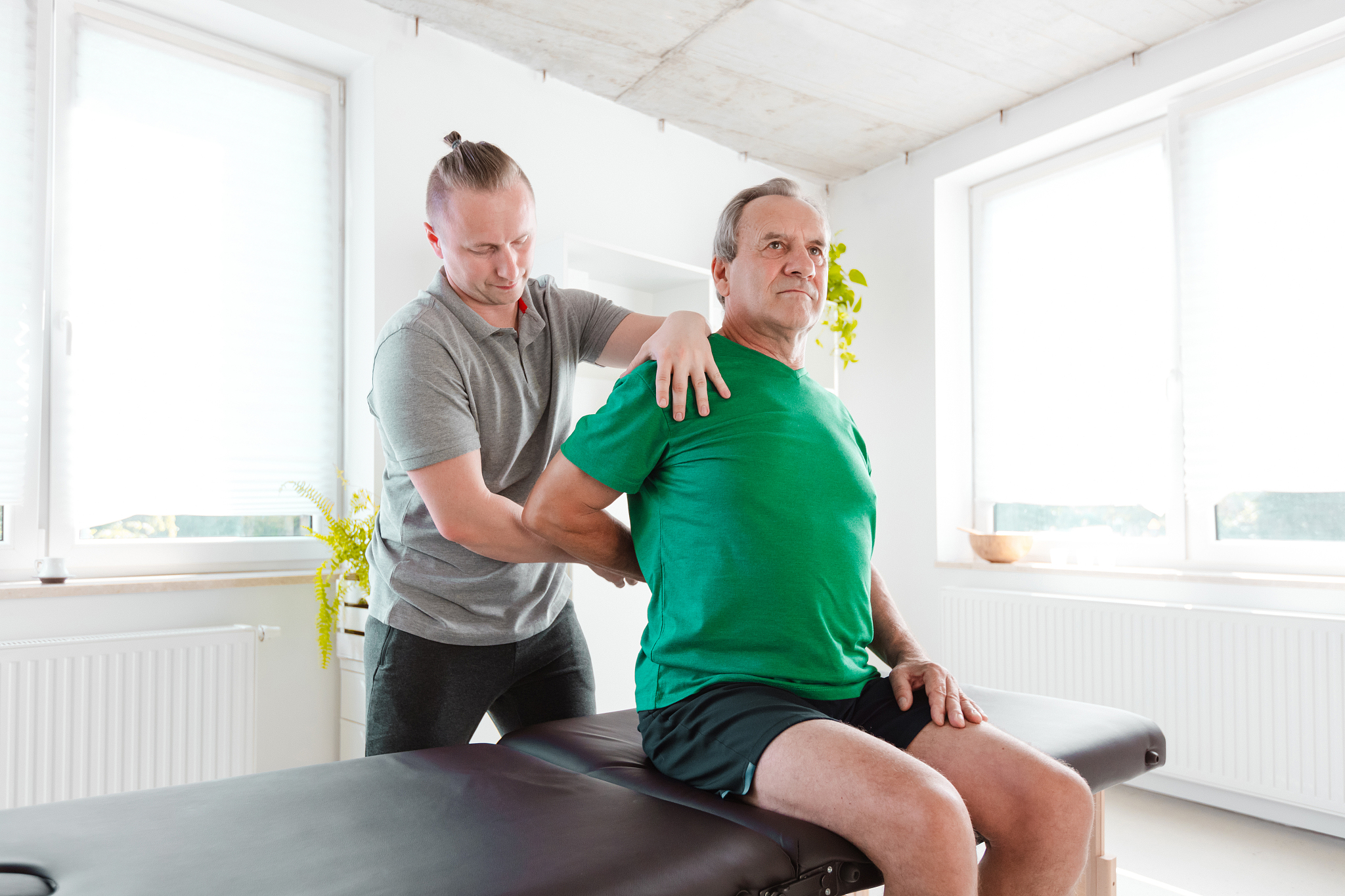 rehabilitation of senior client by physiotherapist