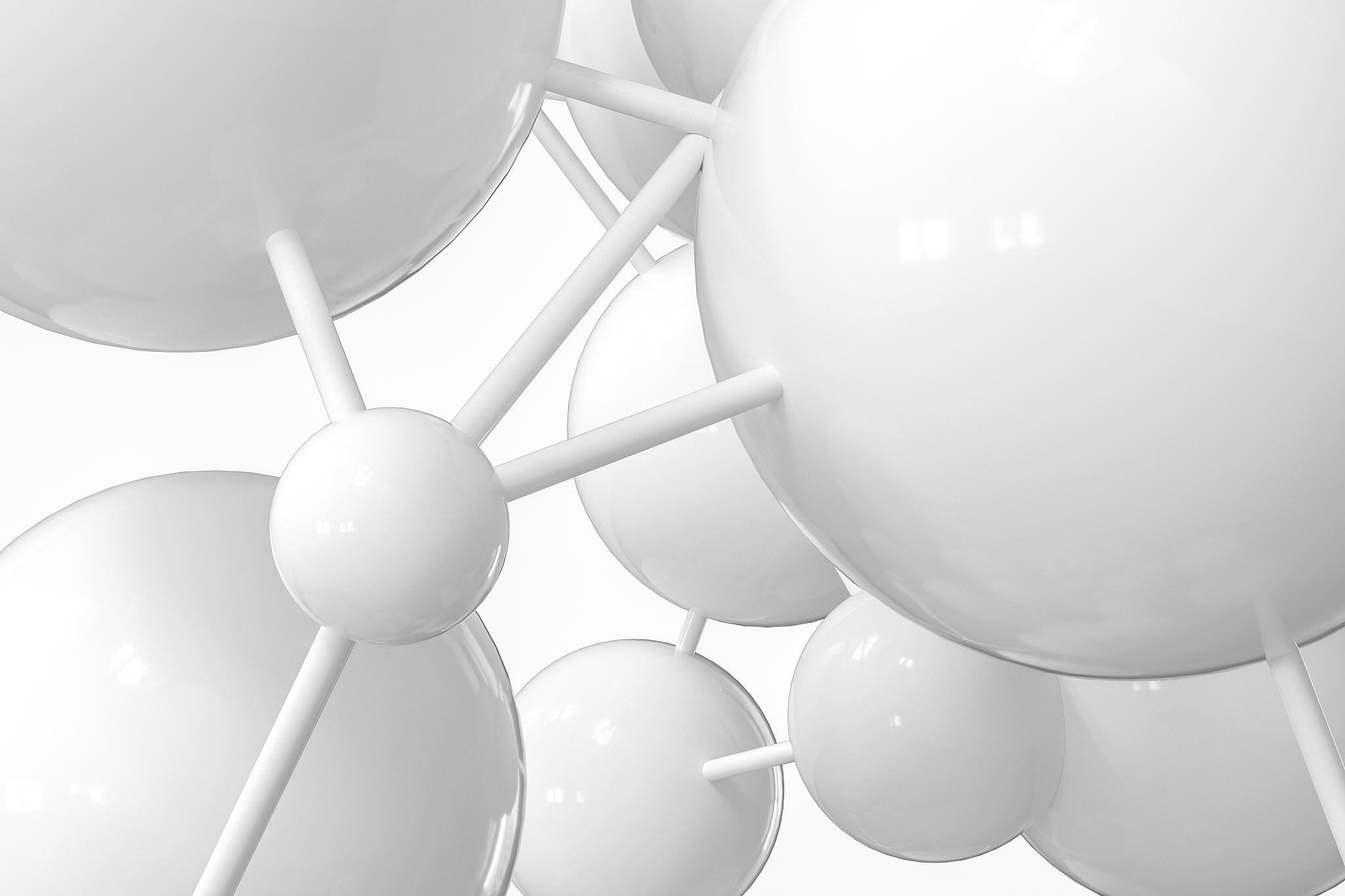gene lines and nodes, biological gene structure, 3d rendering.