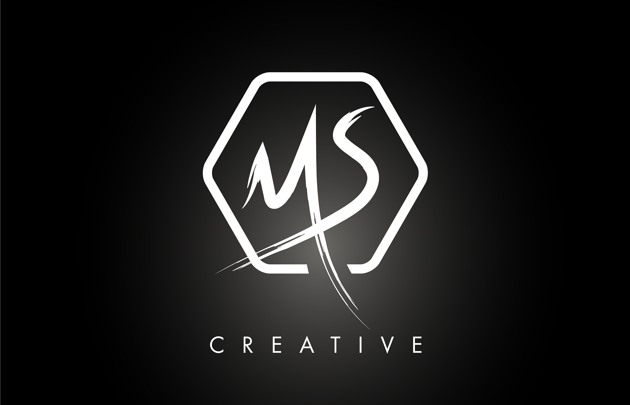 ms m s brushed letter logo design with creative