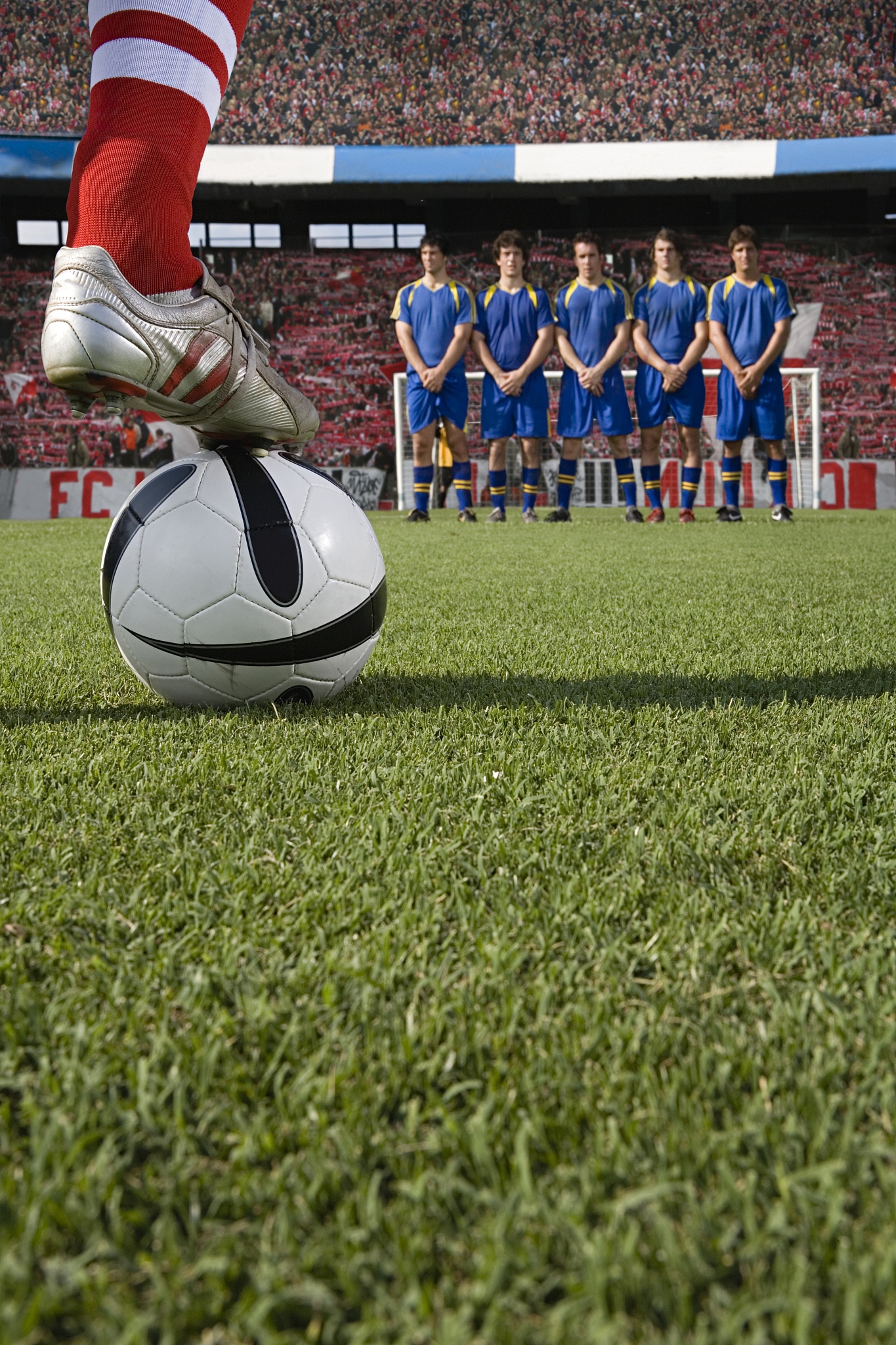 footballer about to take a free kick