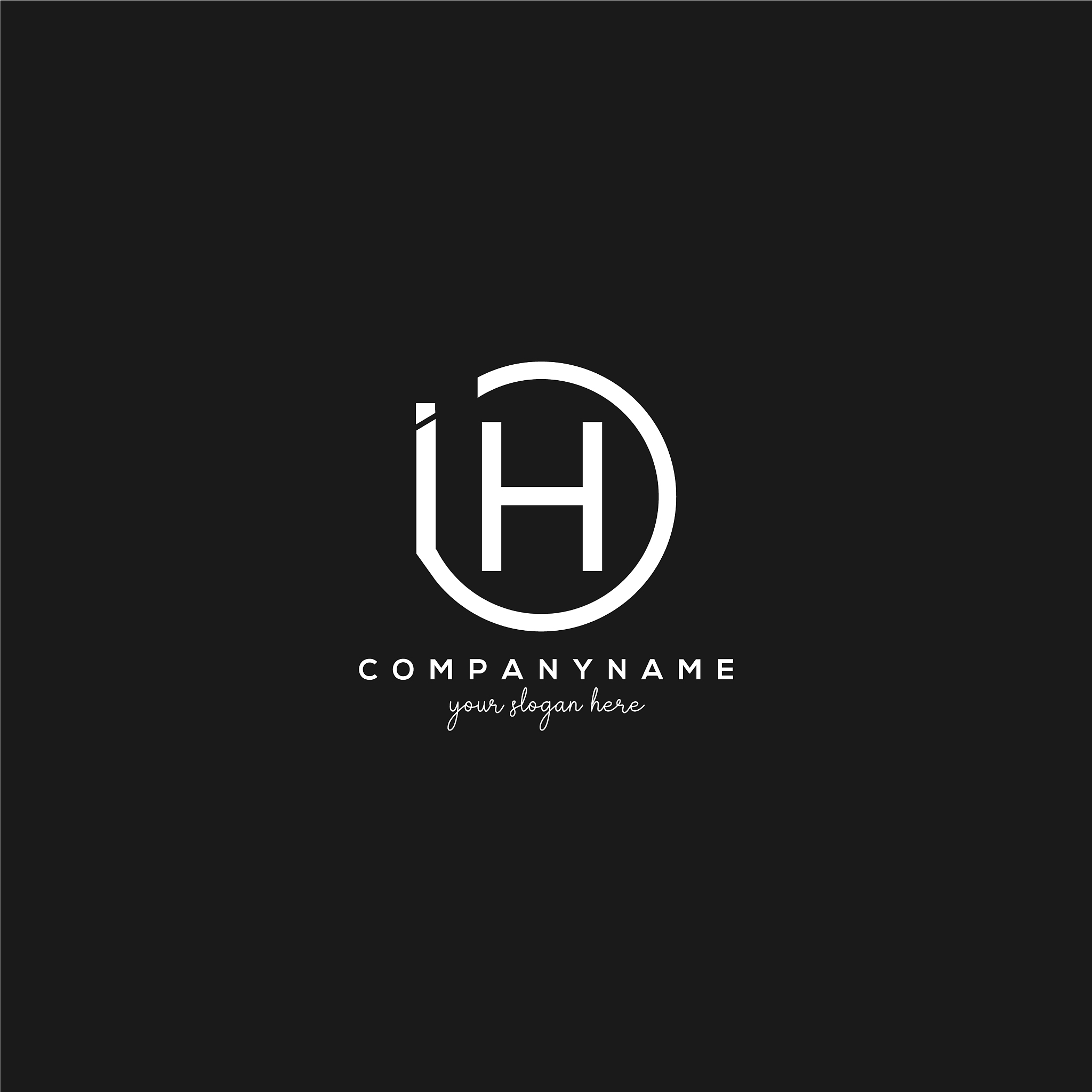 initial ih letter logo with circle template