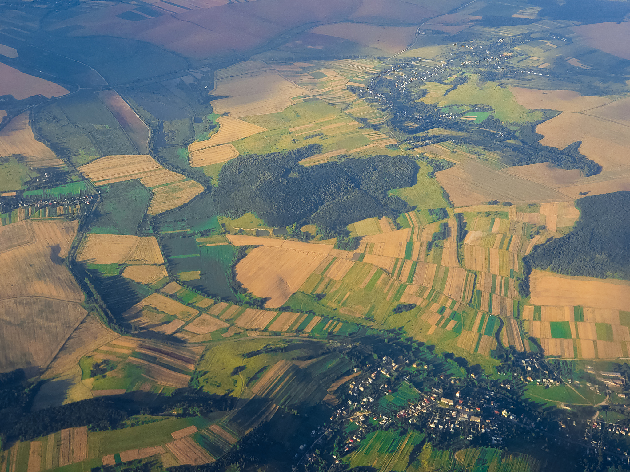 forests, fields and villages. aerial photography of the earth.