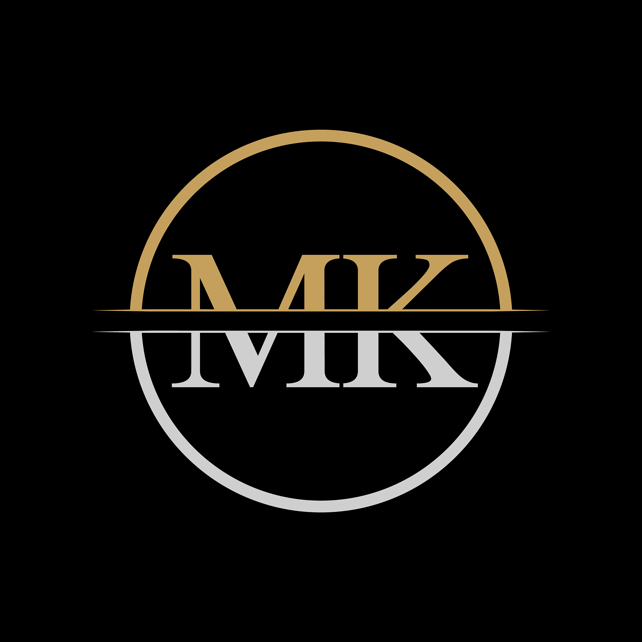 initial mk letter logo design template gold and