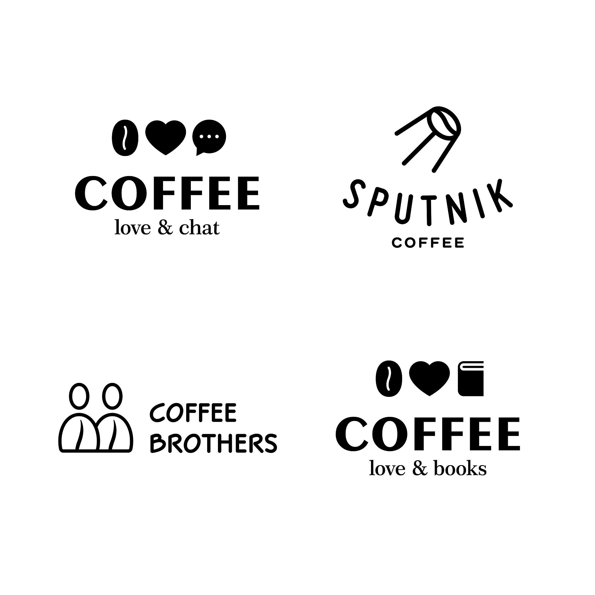 coffee bean logo icon set