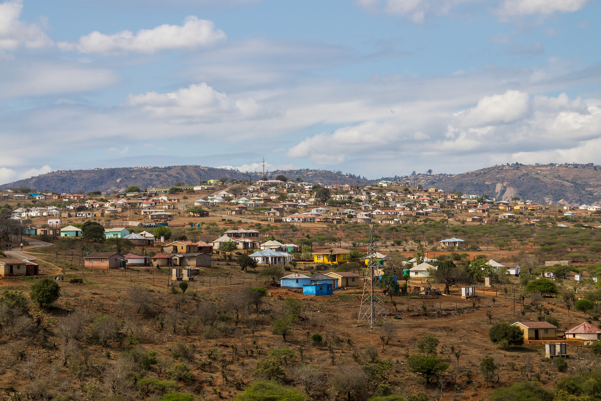 informal housing scattered over hillside