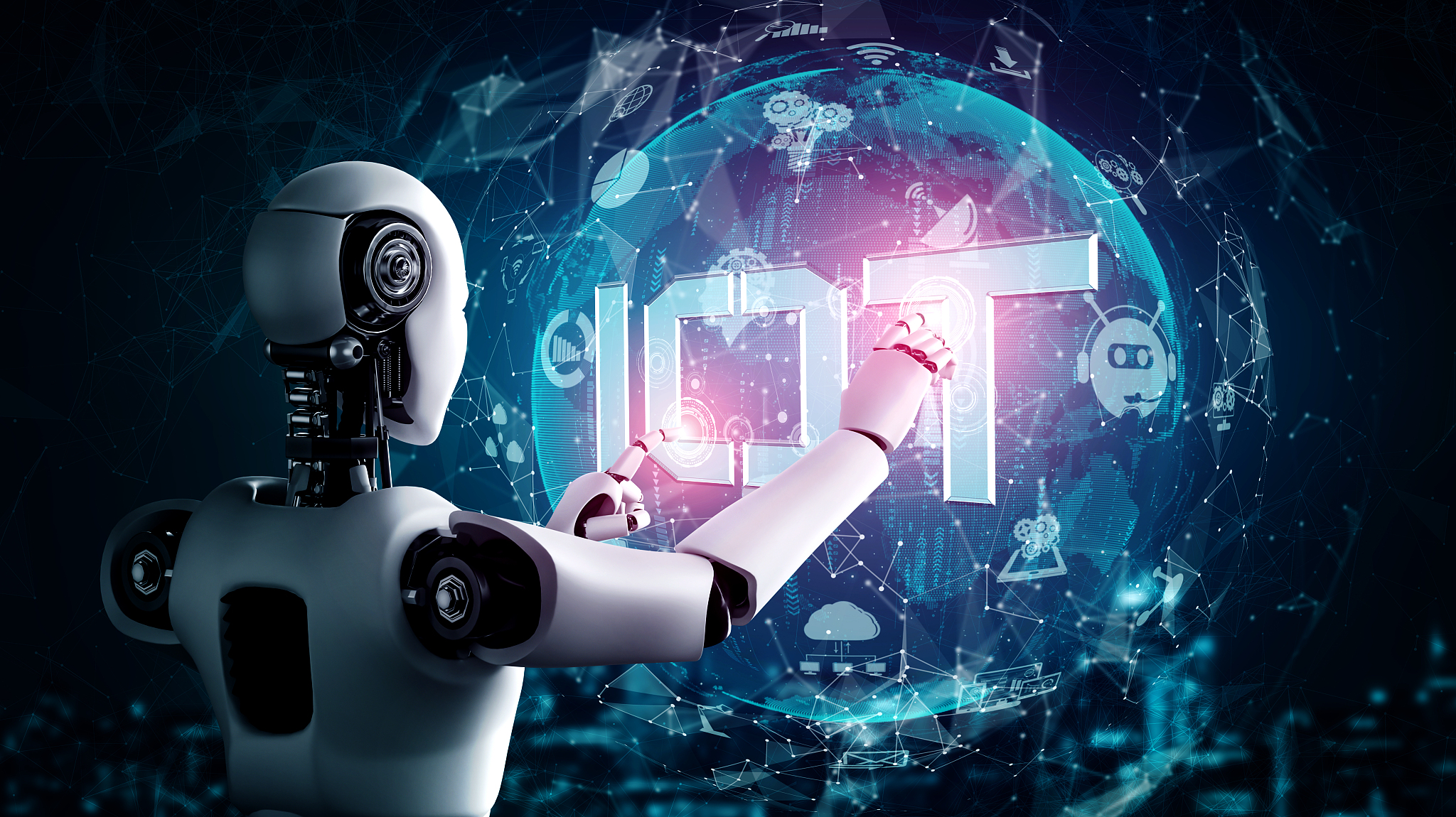 internet connection controlled by ai robot and machine learning 