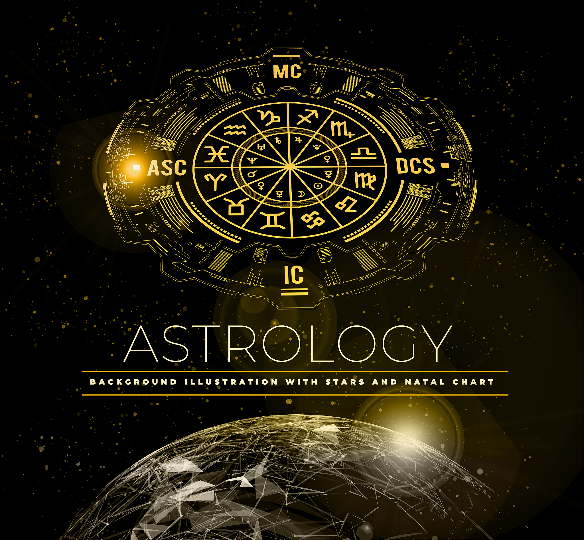 算命,矢量,背景,行星,地球形,图表,房屋,在之间,星图,苦差事