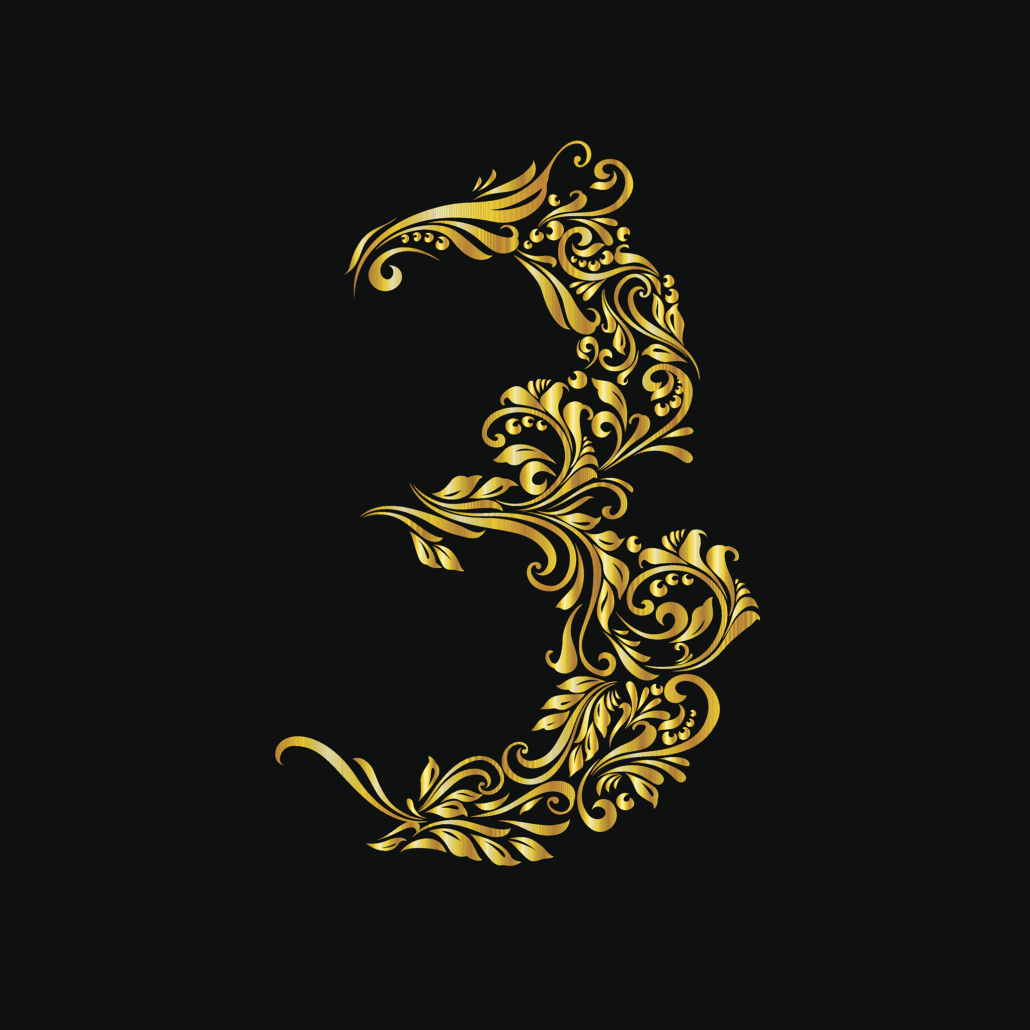 decorated three digit on black