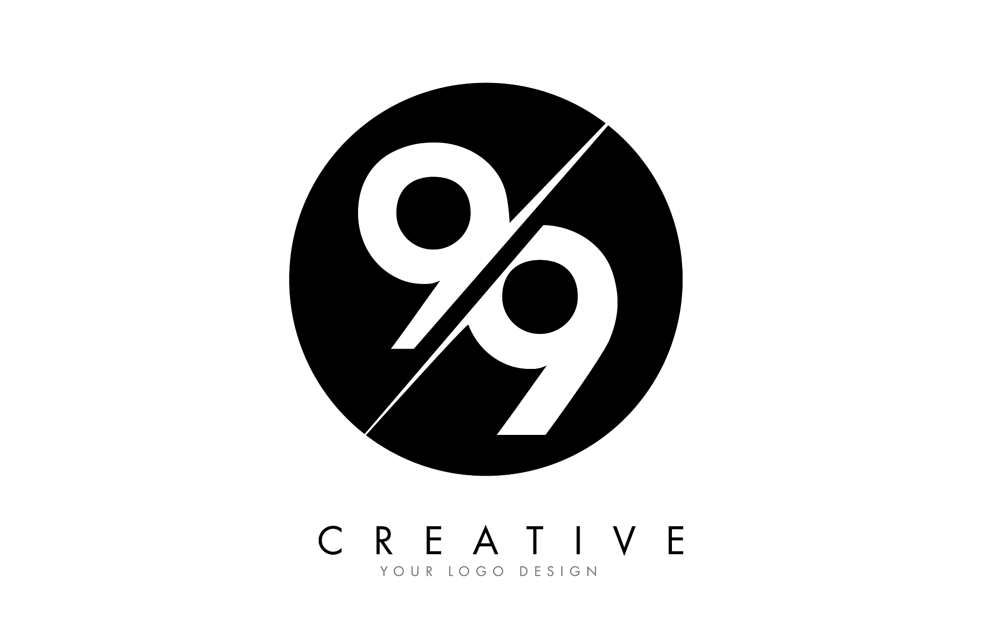 99 9 number logo design with a creative cut and