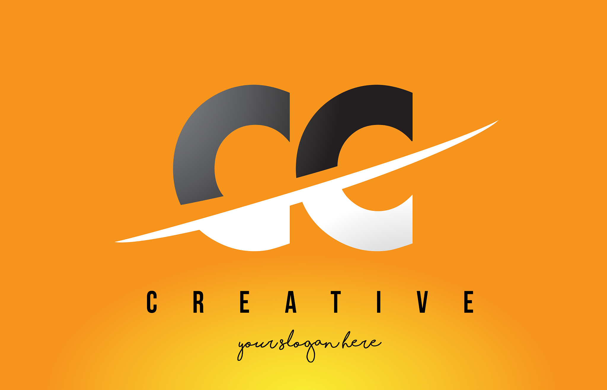 cc c c letter modern logo design with yellow