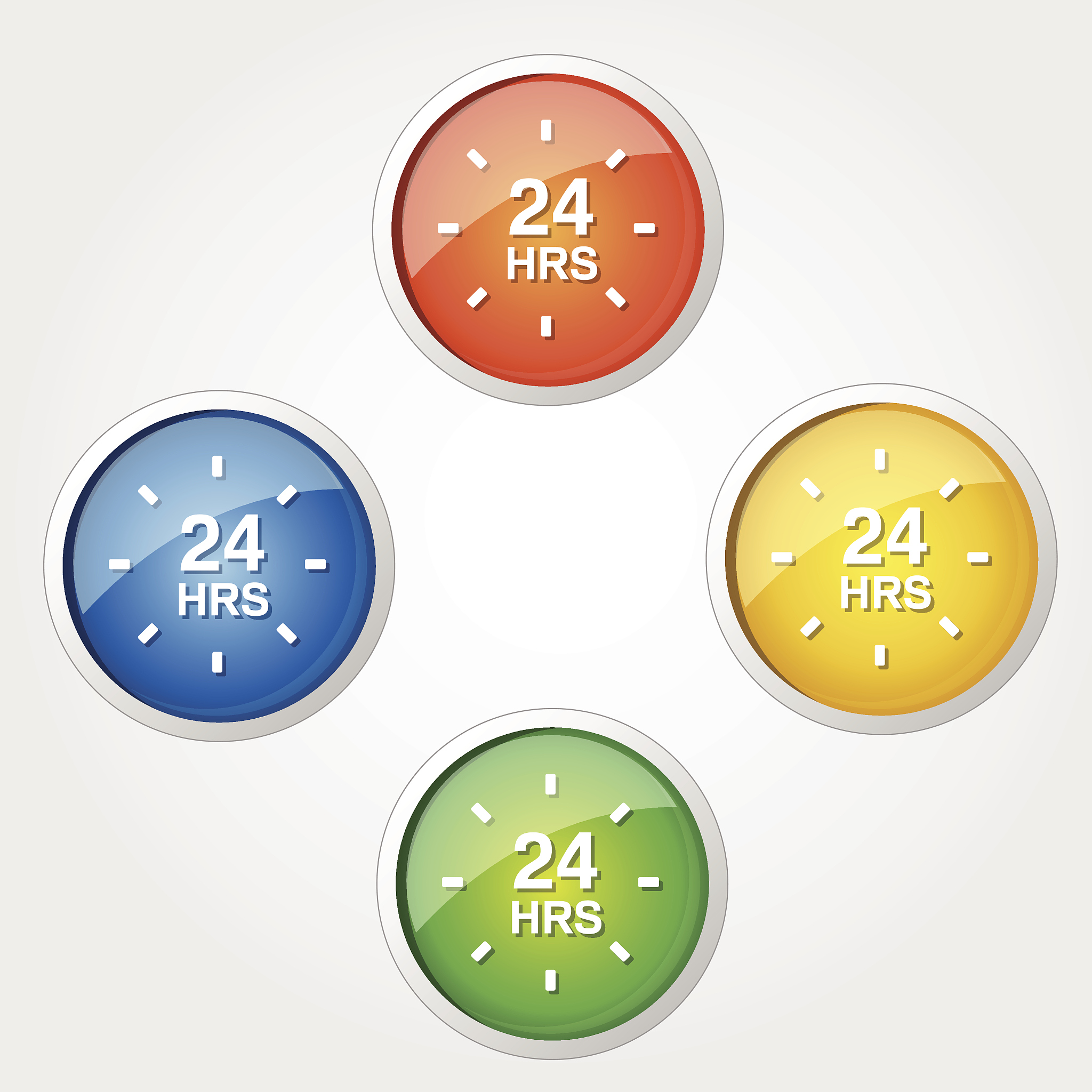 24 hours service colorful vector icon design