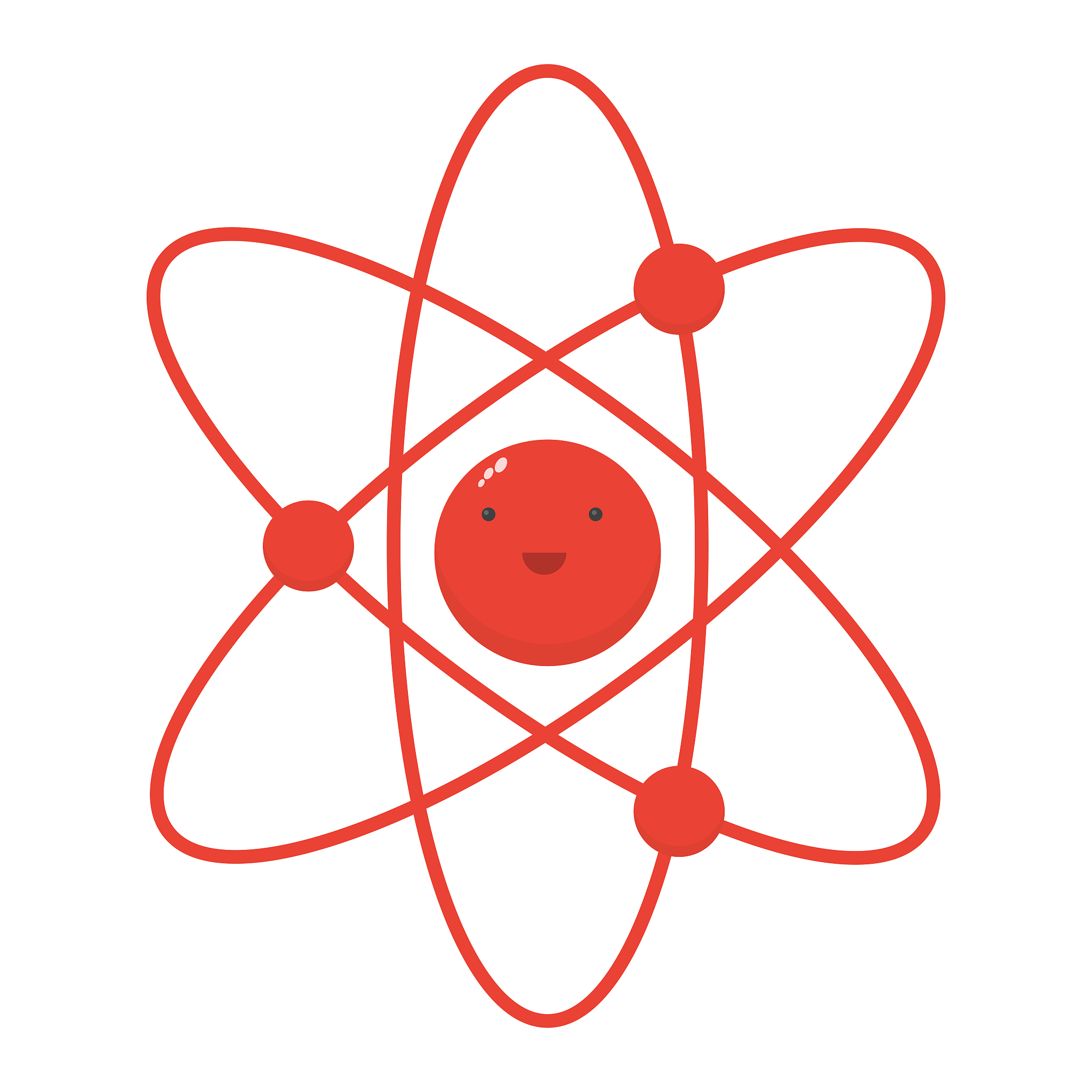 atom is a little cute character, cute molecule flat icon, physic