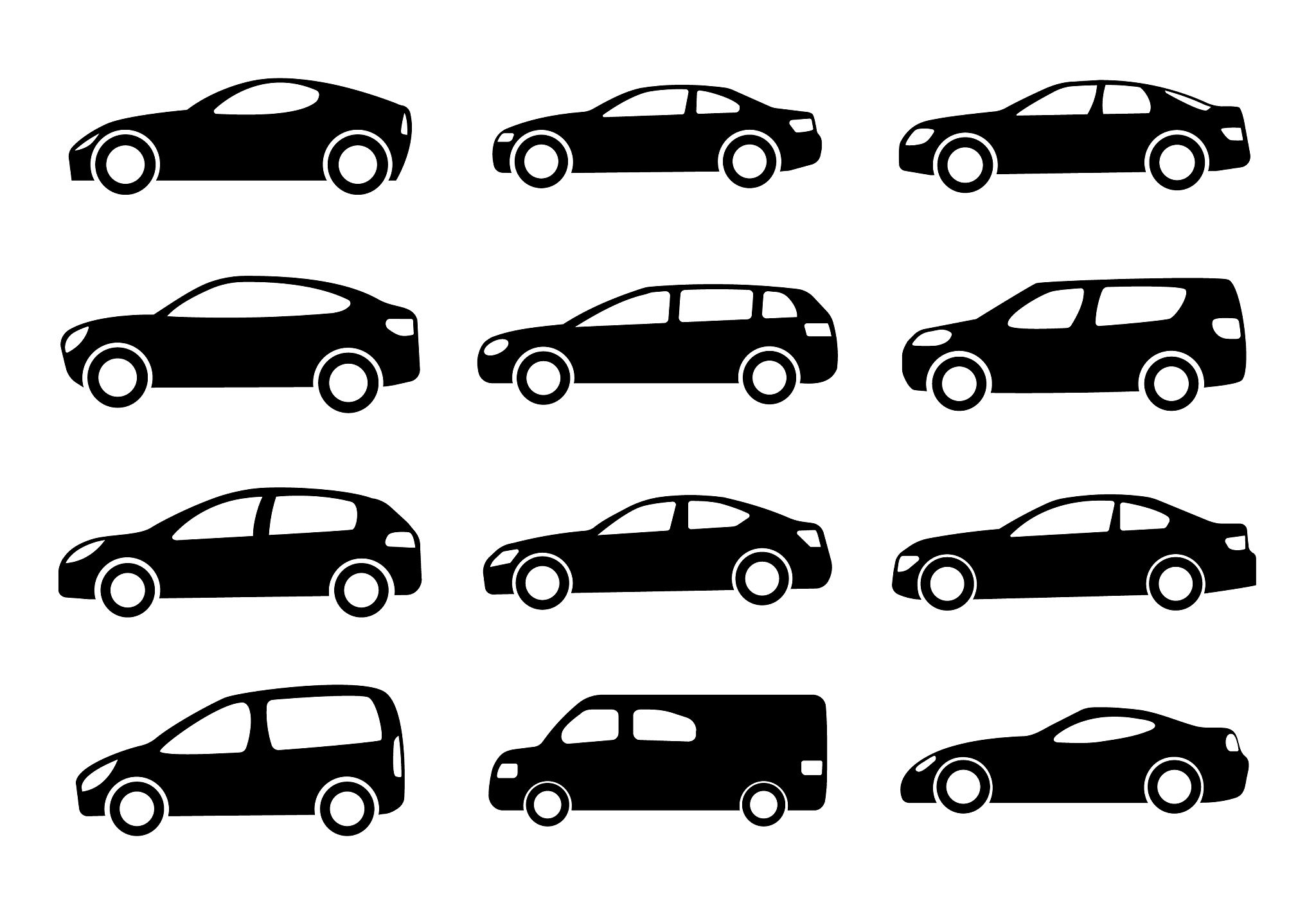 two black car silhouettes on a white background