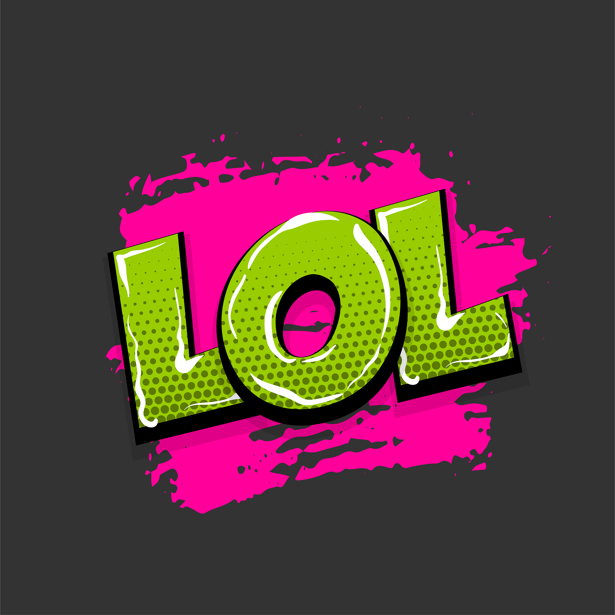 comic text pop art grunge brush lol