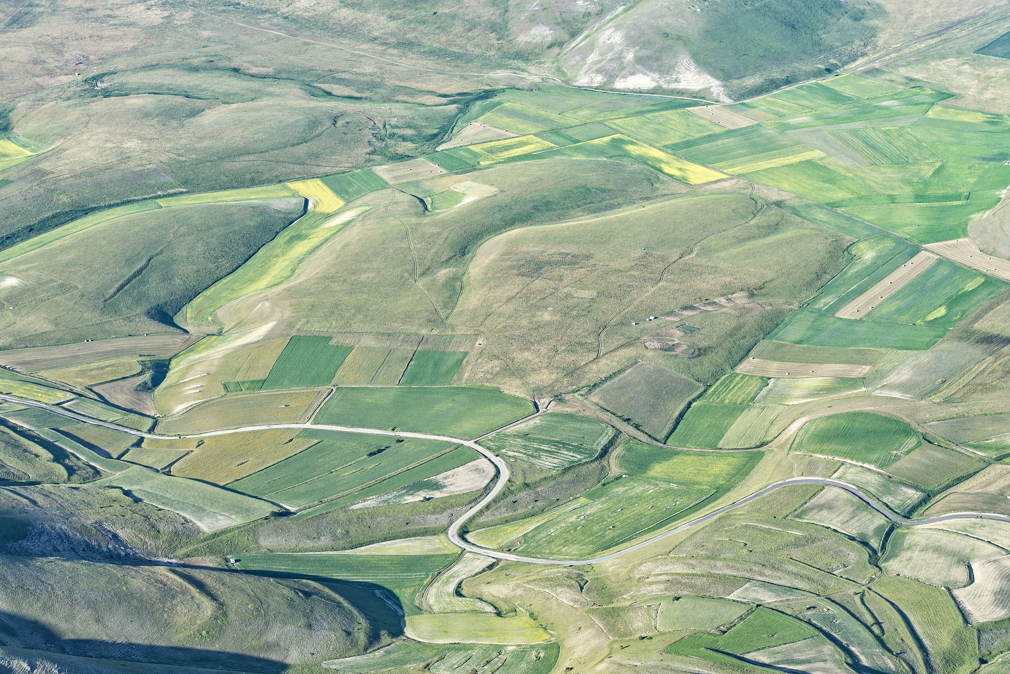 italy, umbria, monti sibillini national park, aerial view of the