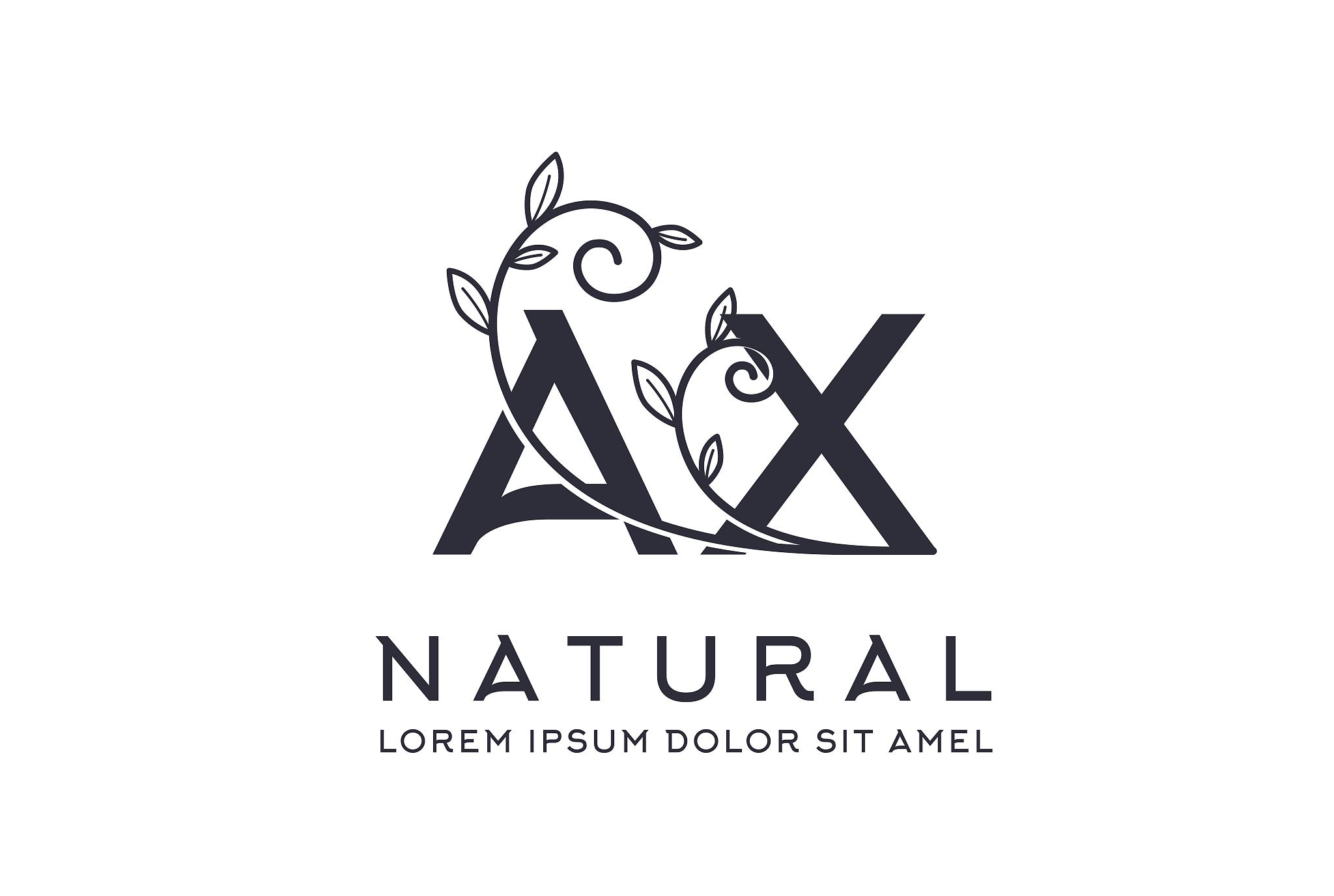 creative floral wedding initial ax icon design. vector logo temp