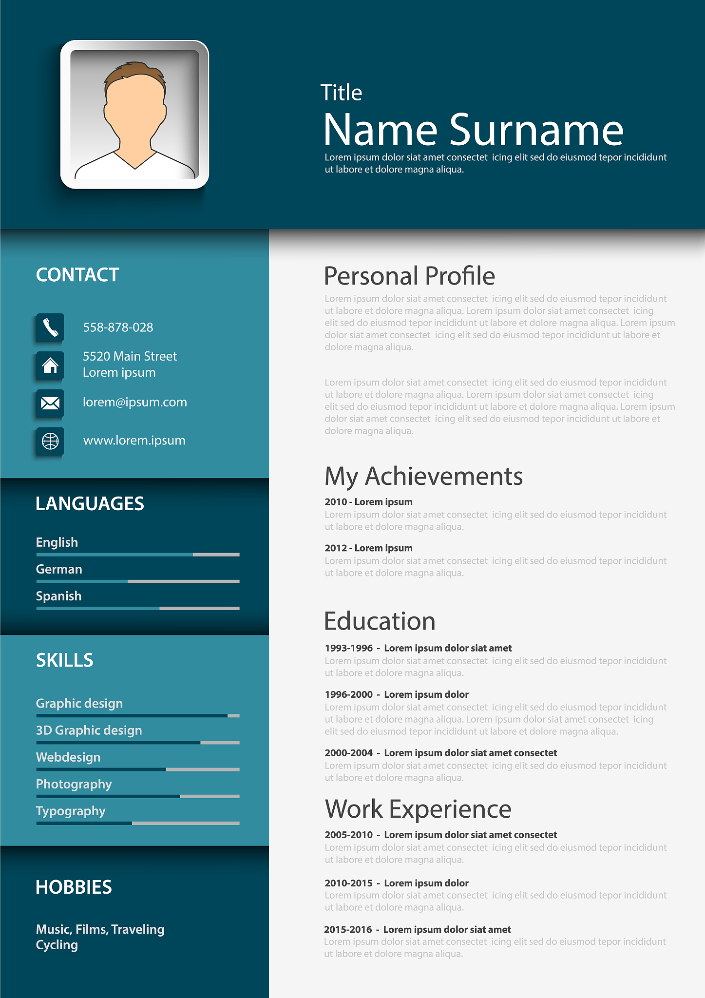 免费求职简历模板：可直接填写数据的格式