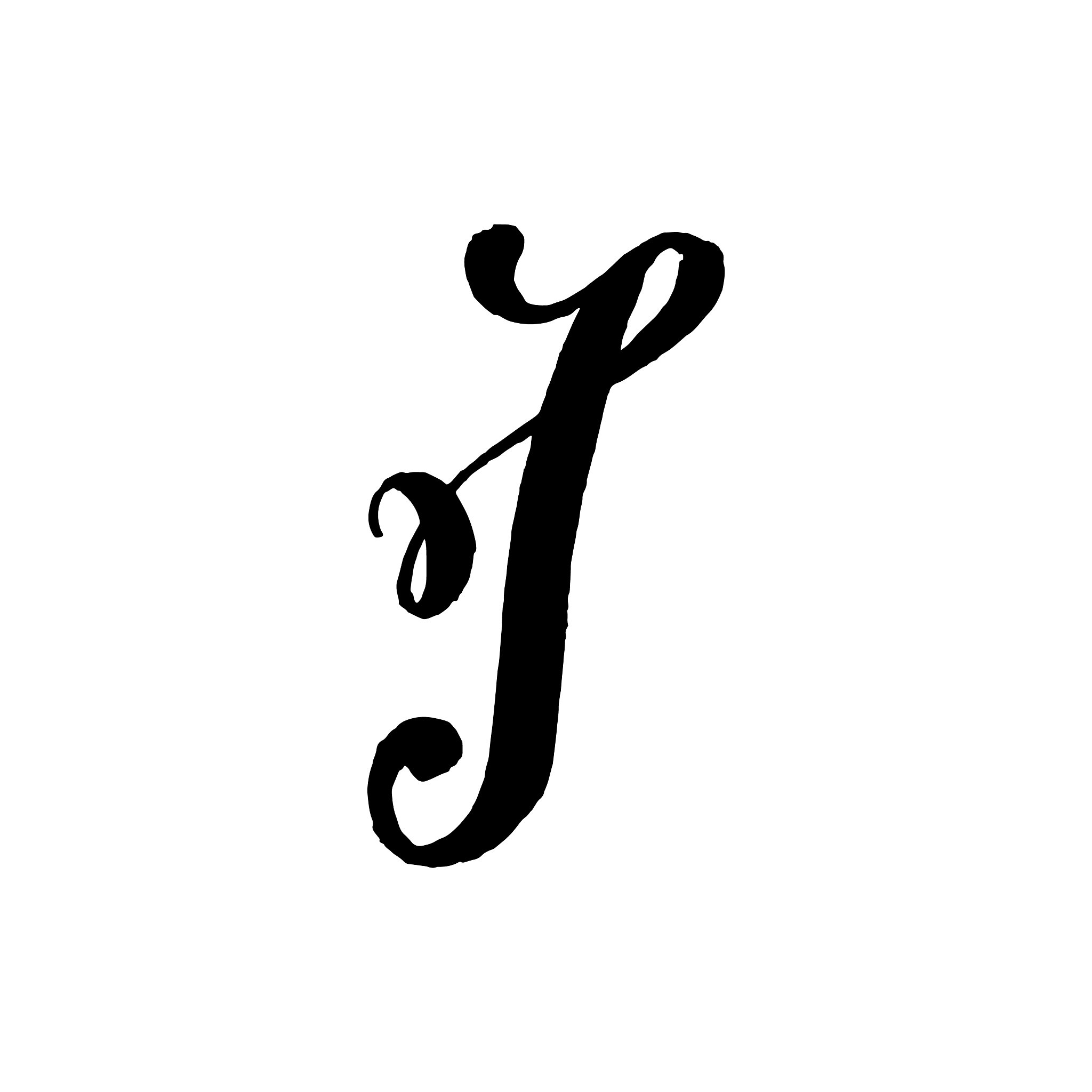 beautiful hand written capital letter i with curls