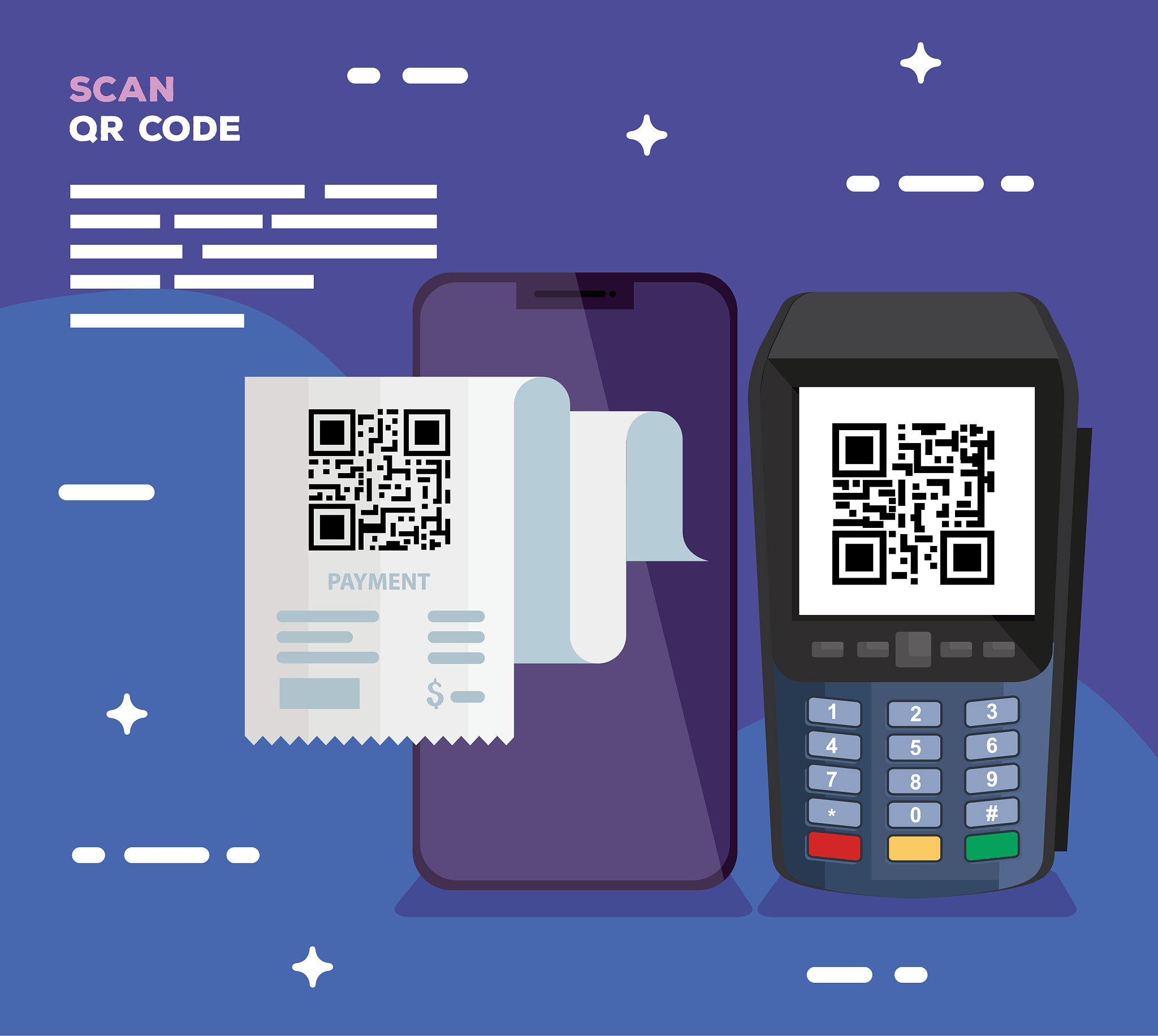 qr code inside dataphone and smartphone