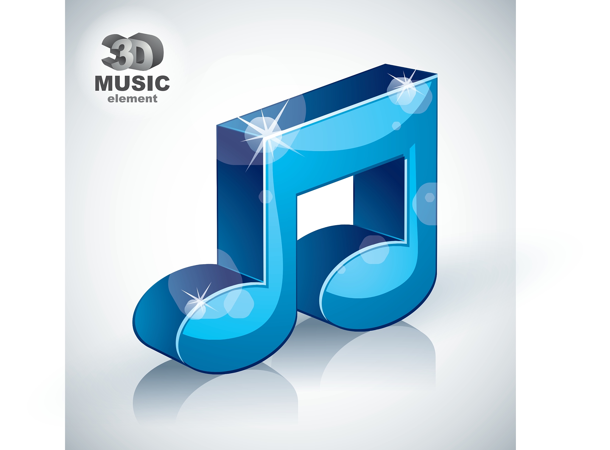 funky blue musical note 3d modern style icon