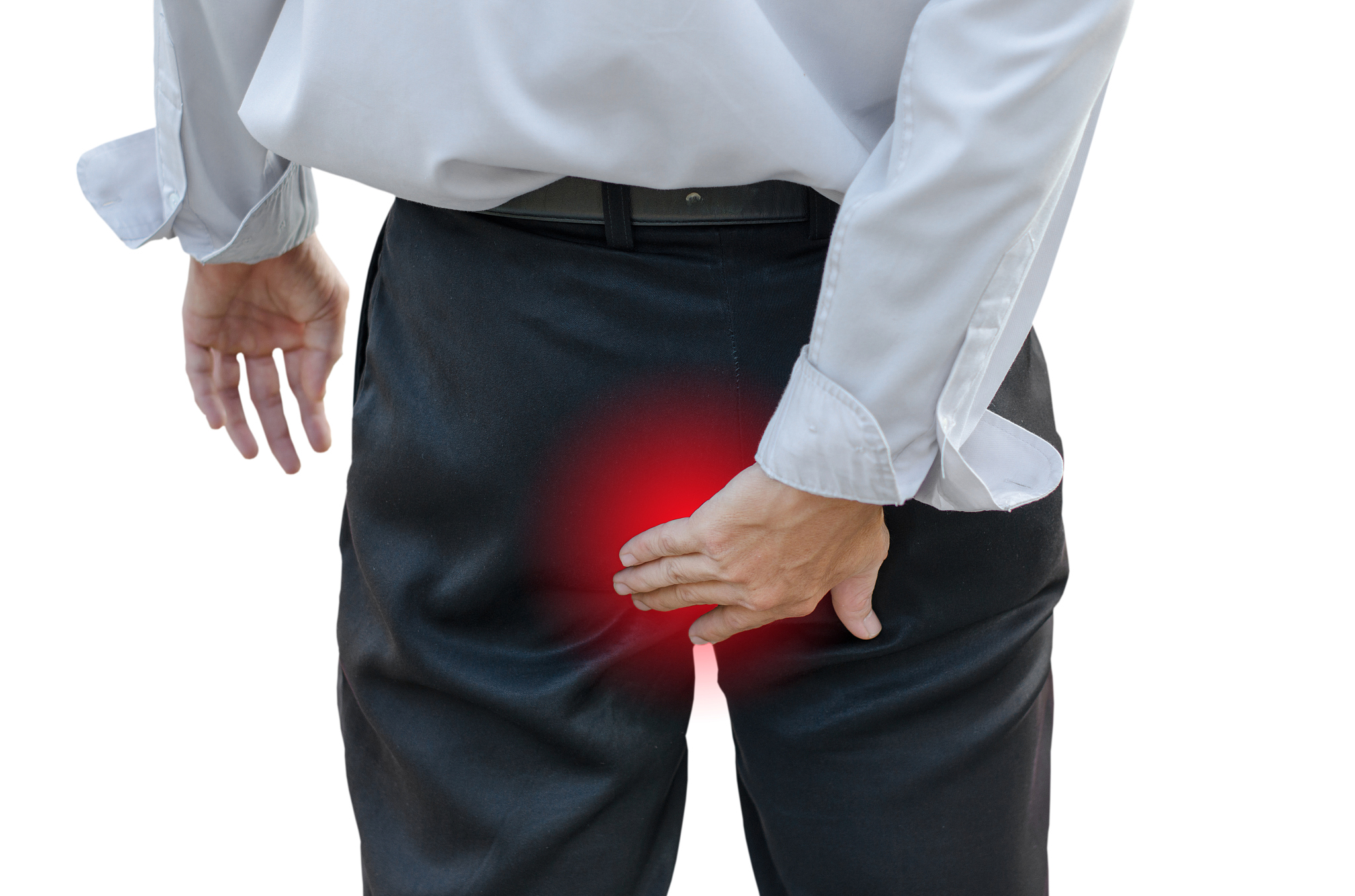 man with hemorrhoids