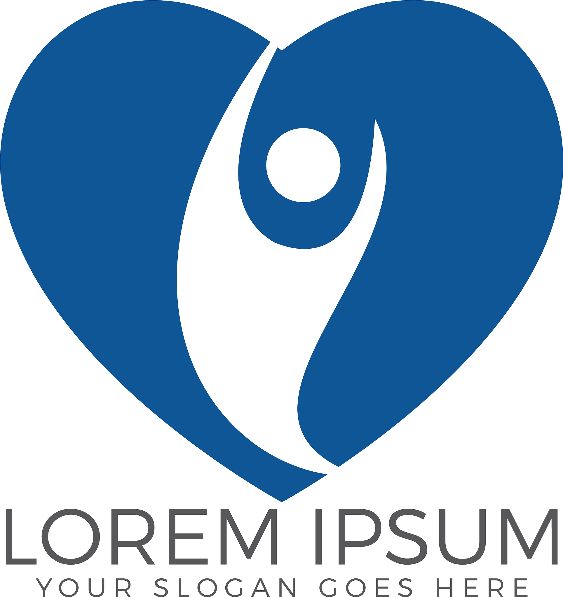 health care and happy human in heart shape logo
