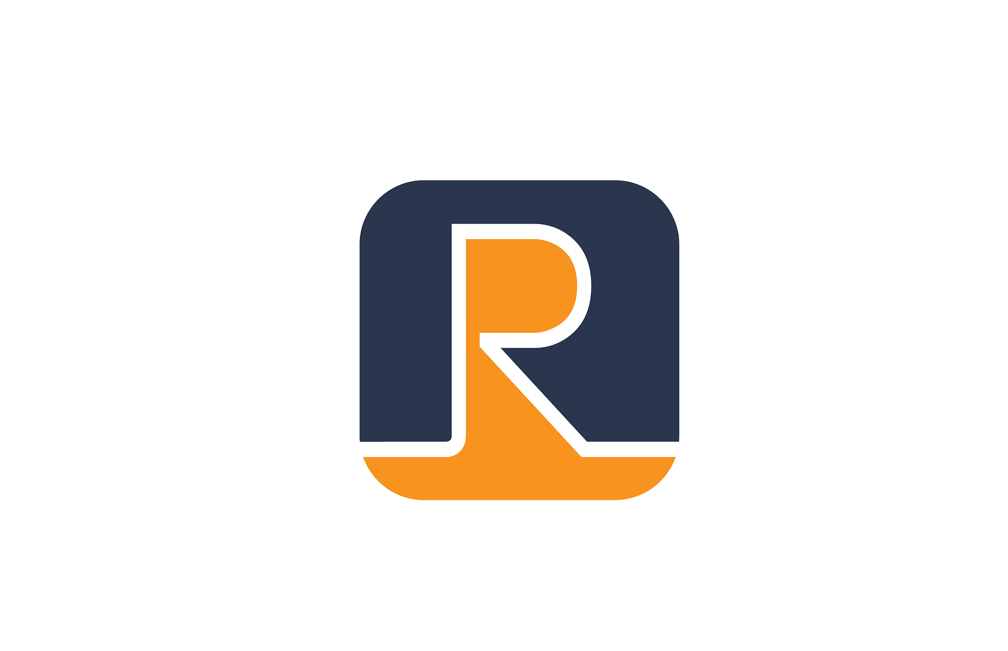 orange blue letter r alphabet logo design icon