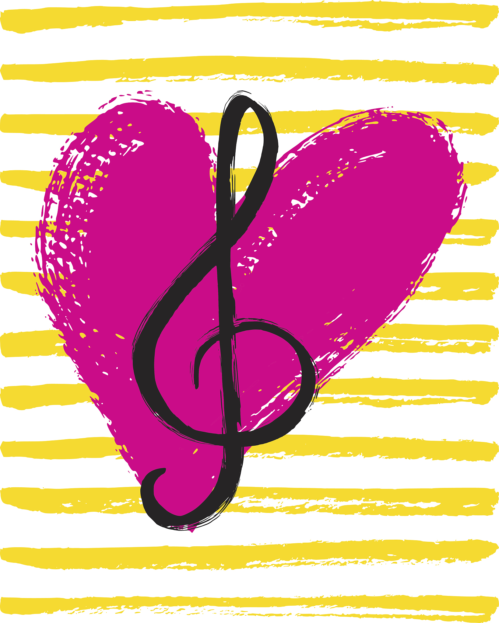 music note icon and hand drawn heart.