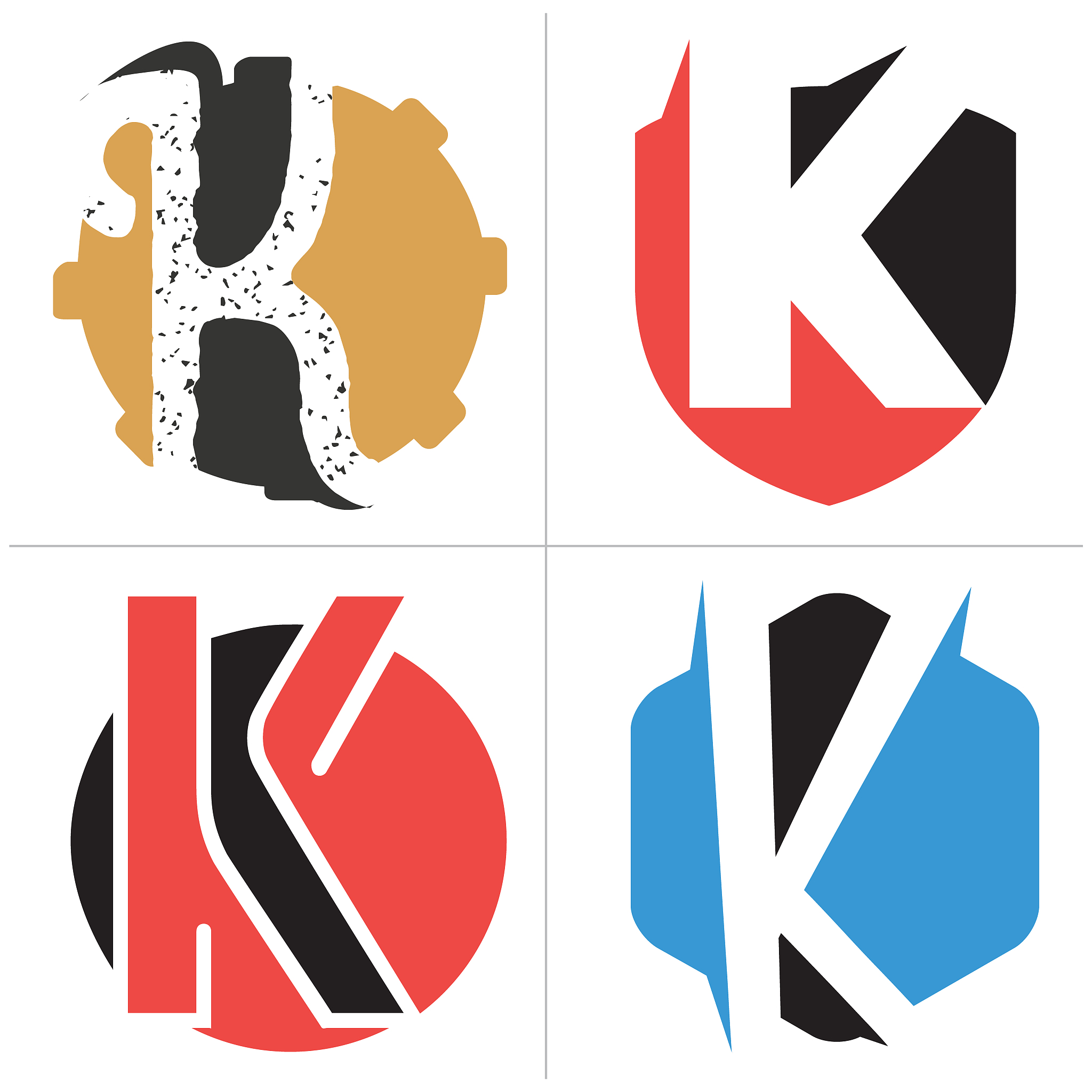 k letter icon design. letter k in circle, hexagonal, shield, gea