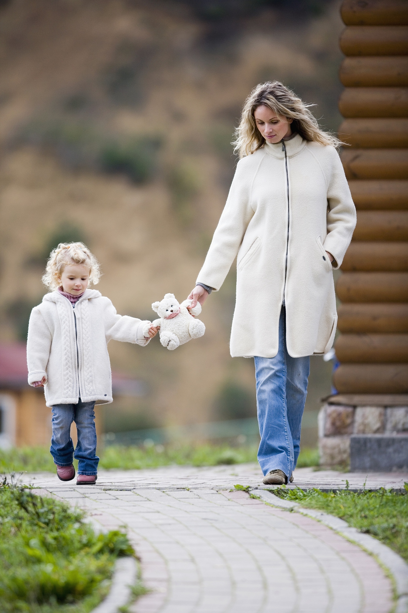 mother with daughter and toy