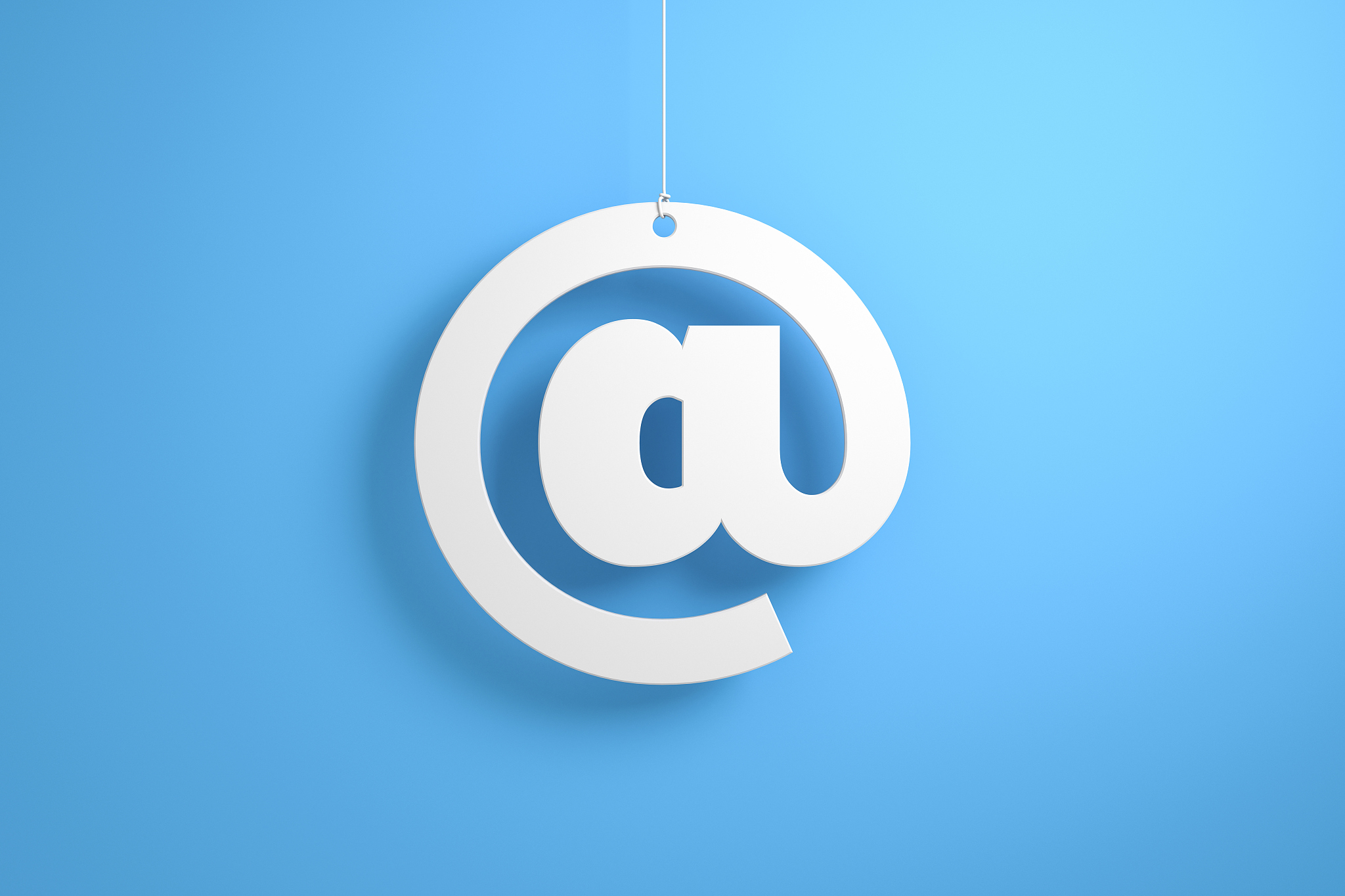 'at' symbol in front of blue background