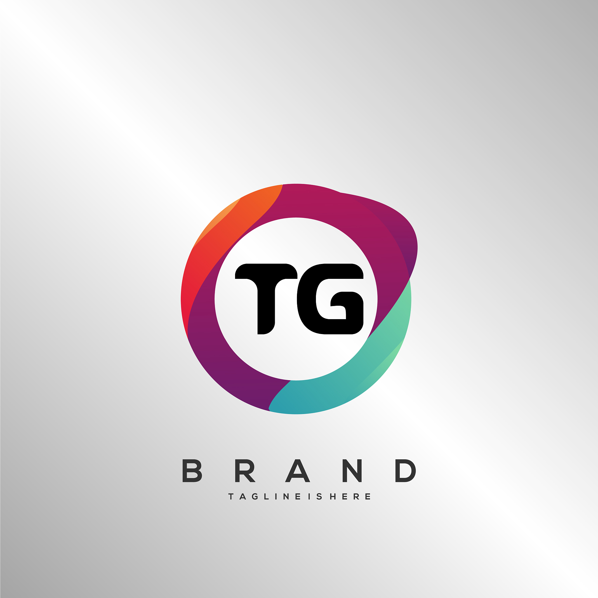 letter tg gradient color logo design