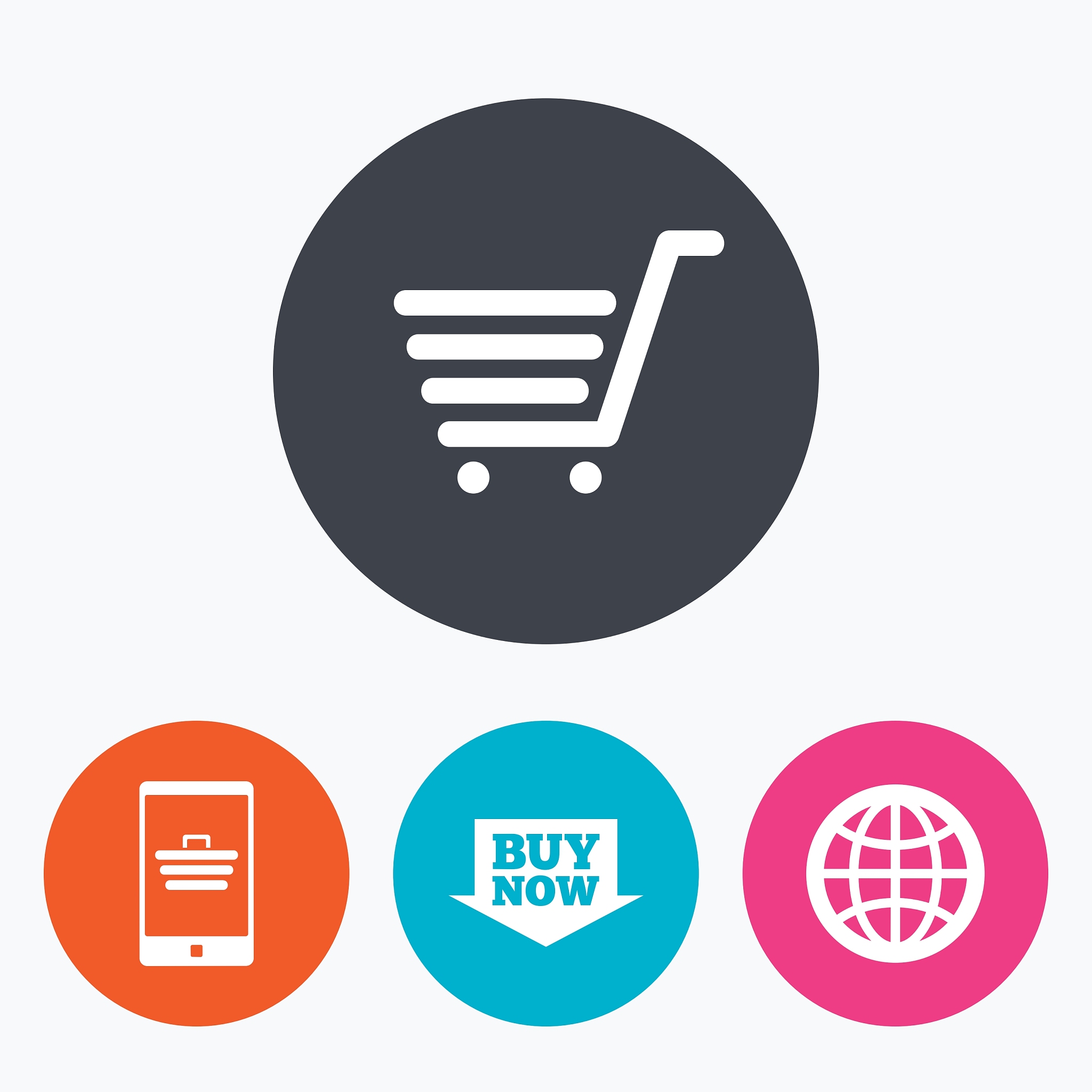 online shopping icons smartphone cart buy