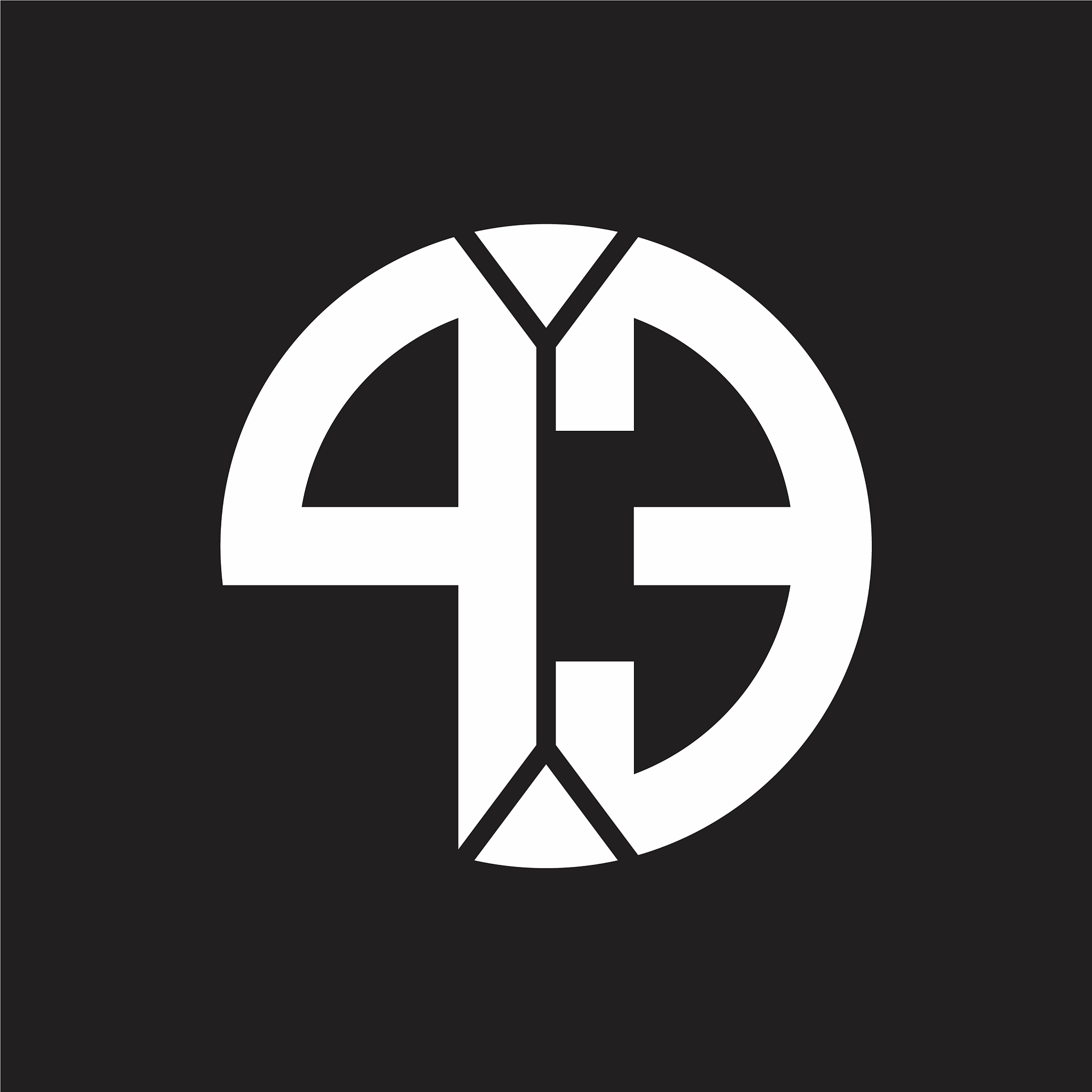 pe logo monogram with piece circle ribbon style