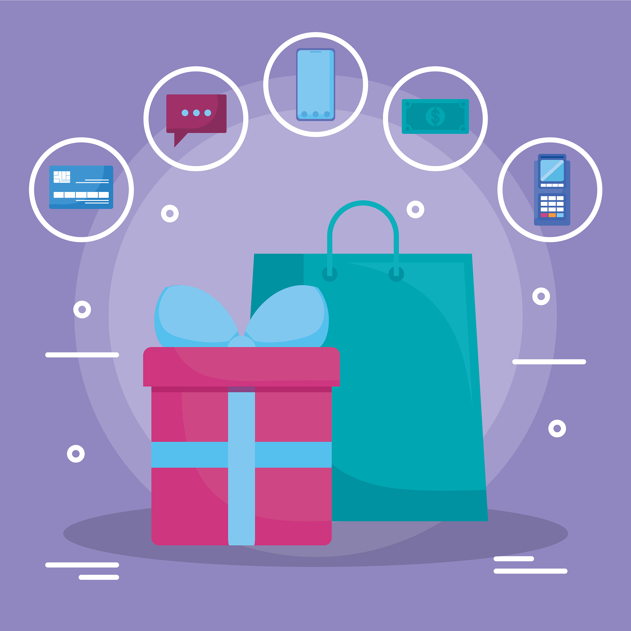 shopping bag with gift box