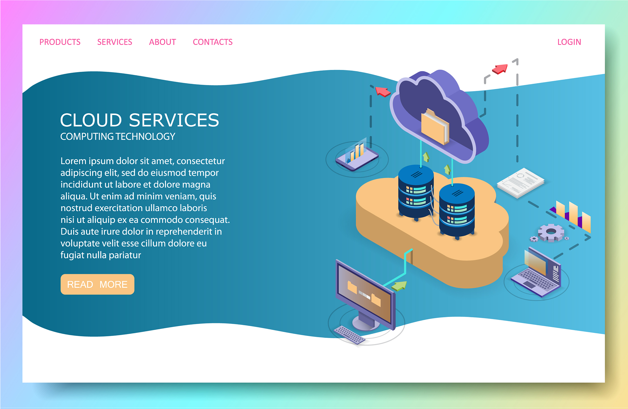 cloud services landing page website