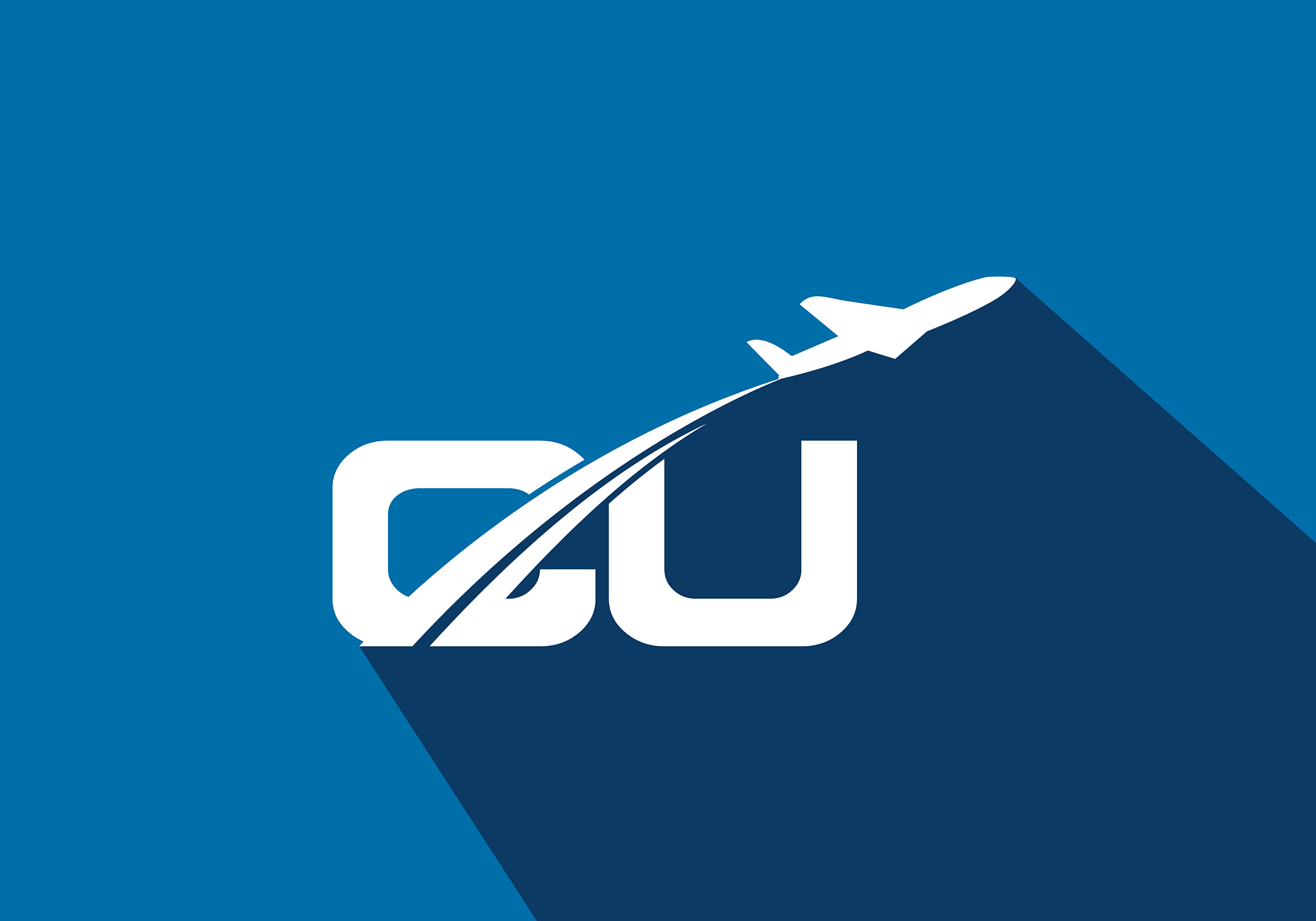 initial letter c and u with aviation logo design