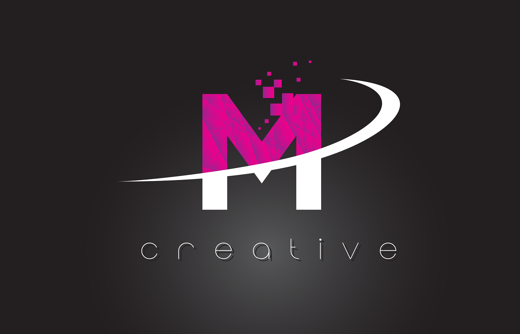 m creative letters design with white pink colors