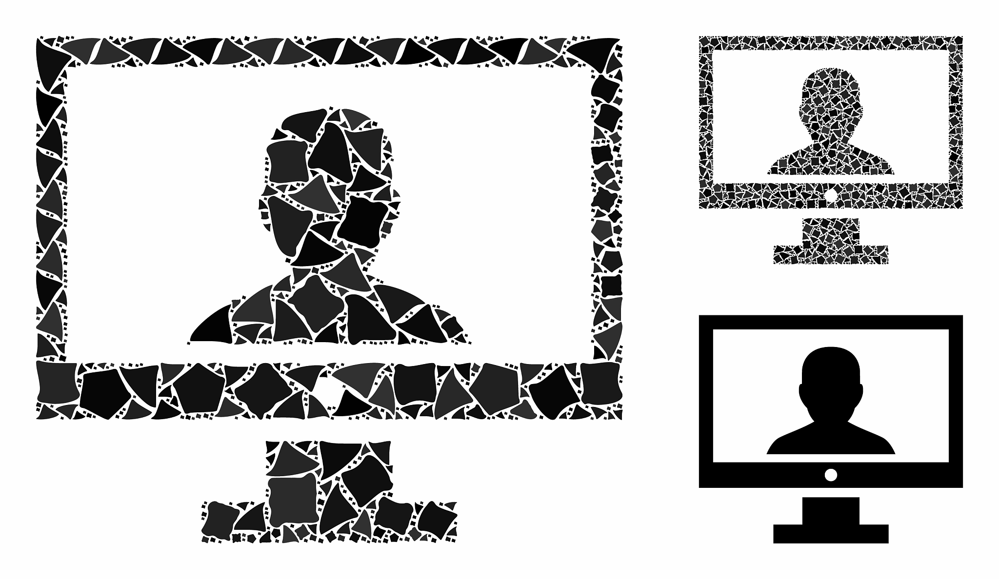 video blogger pc composition icon unequal