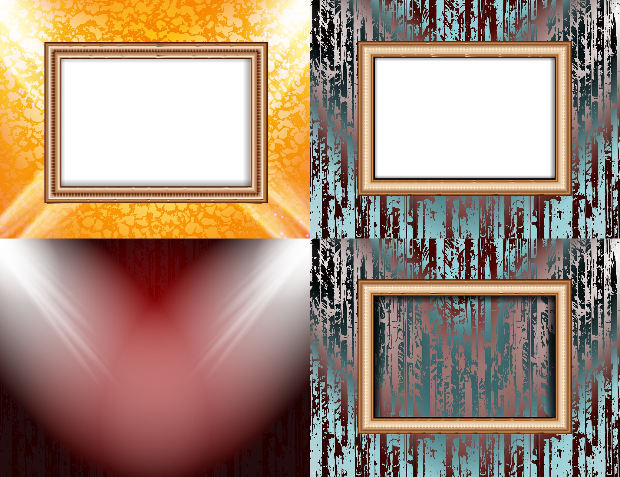 set of blank frame on a color wall lighting