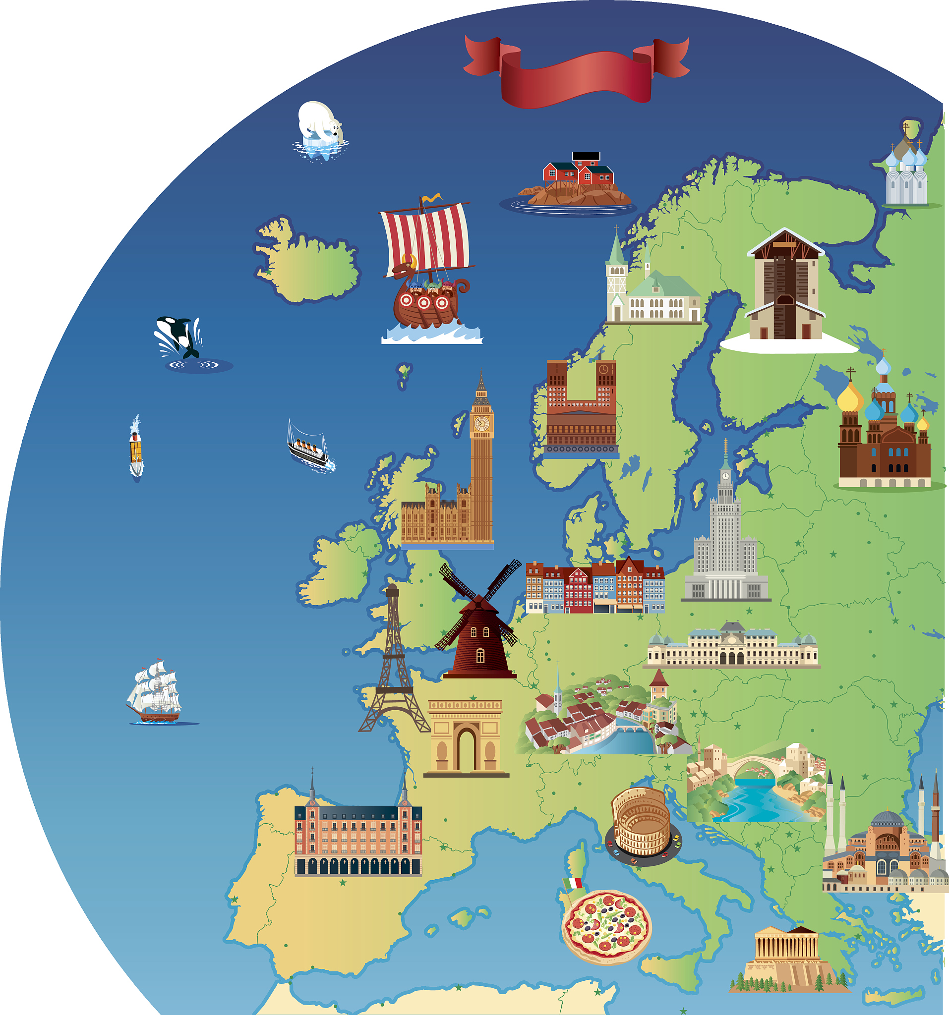 europe cartoon map