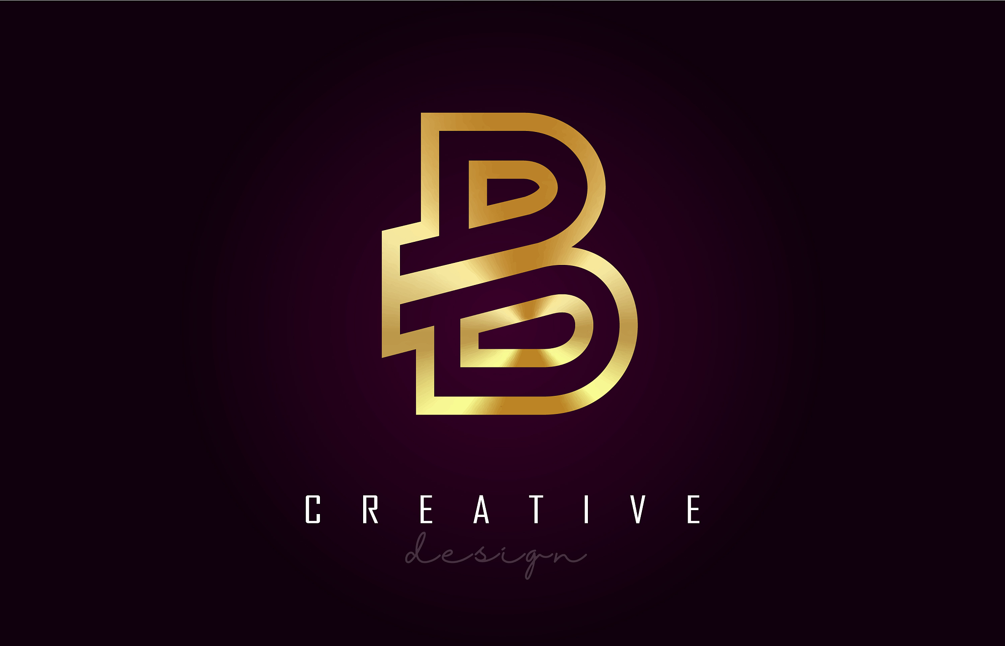 b golden letter logo monogram design creative b