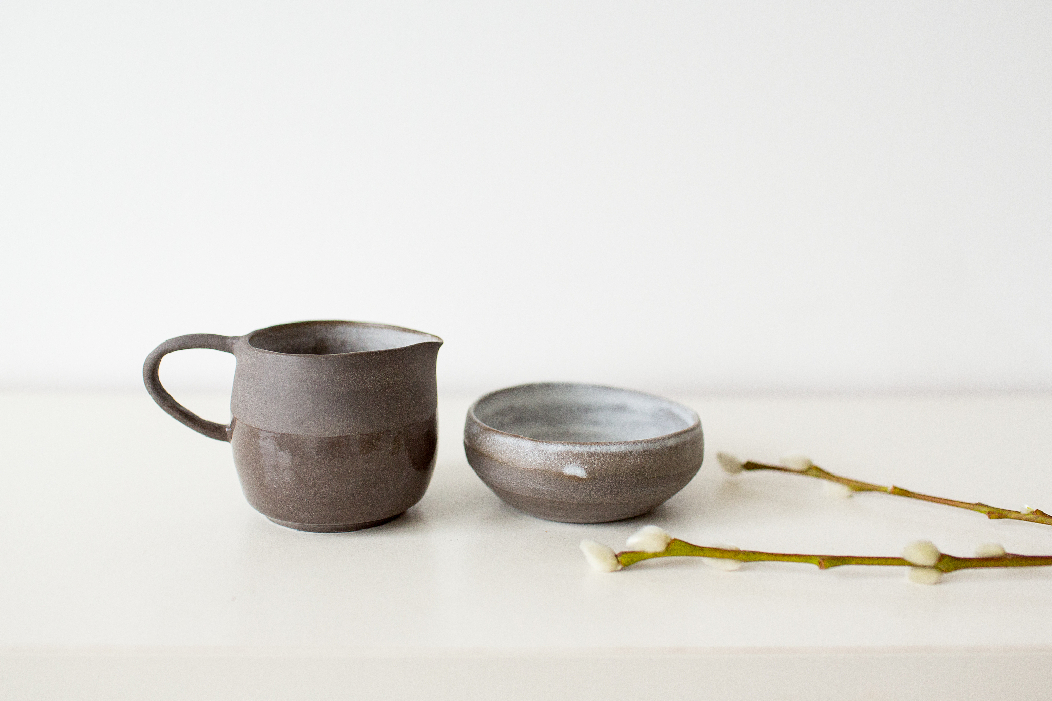 handmade ceramics milk jug and sugar cup