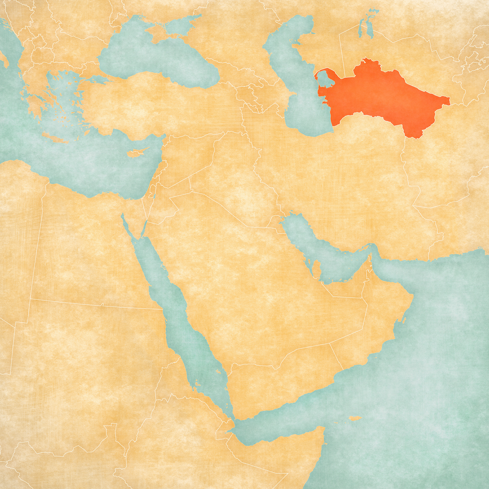 map of middle east - turkmenistan
