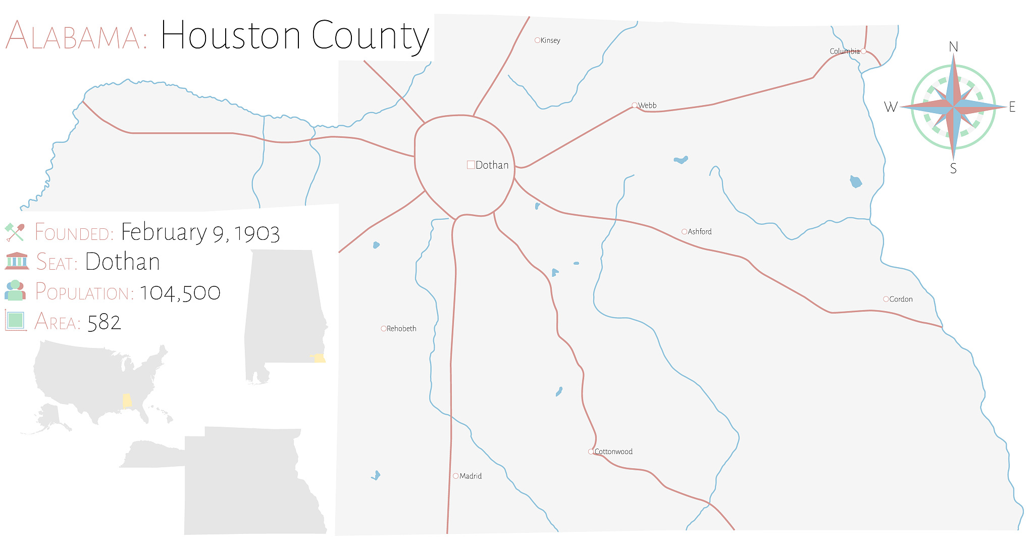map of houston county in alabama